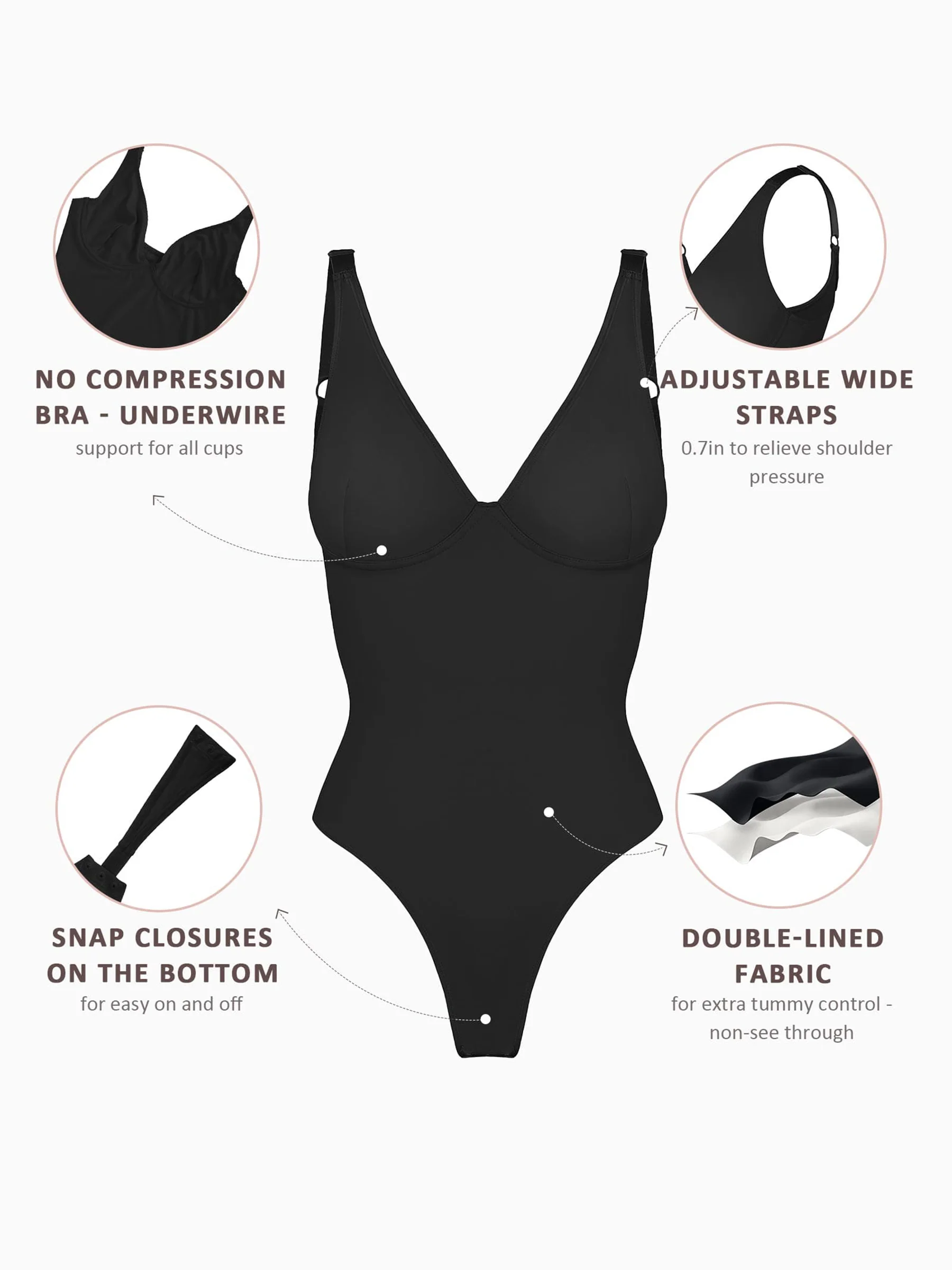 2-Pack V-Neck Tummy Control Bodysuit Bundle - Image 13