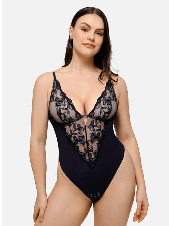 Lace Plunge Breathable Bodysuit - Image 7