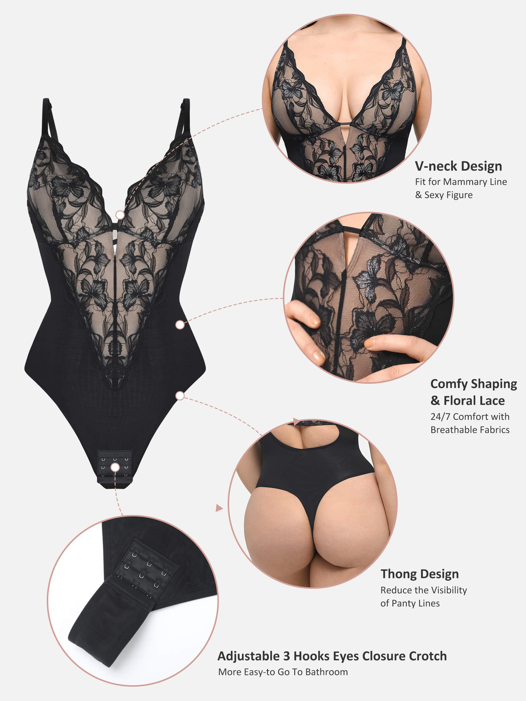 Lace Plunge Breathable Bodysuit - Image 8