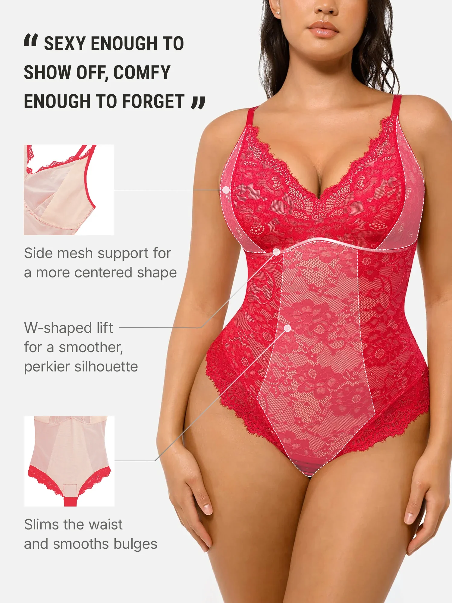 Lace V-Neck Breathable Bodysuit - Image 10