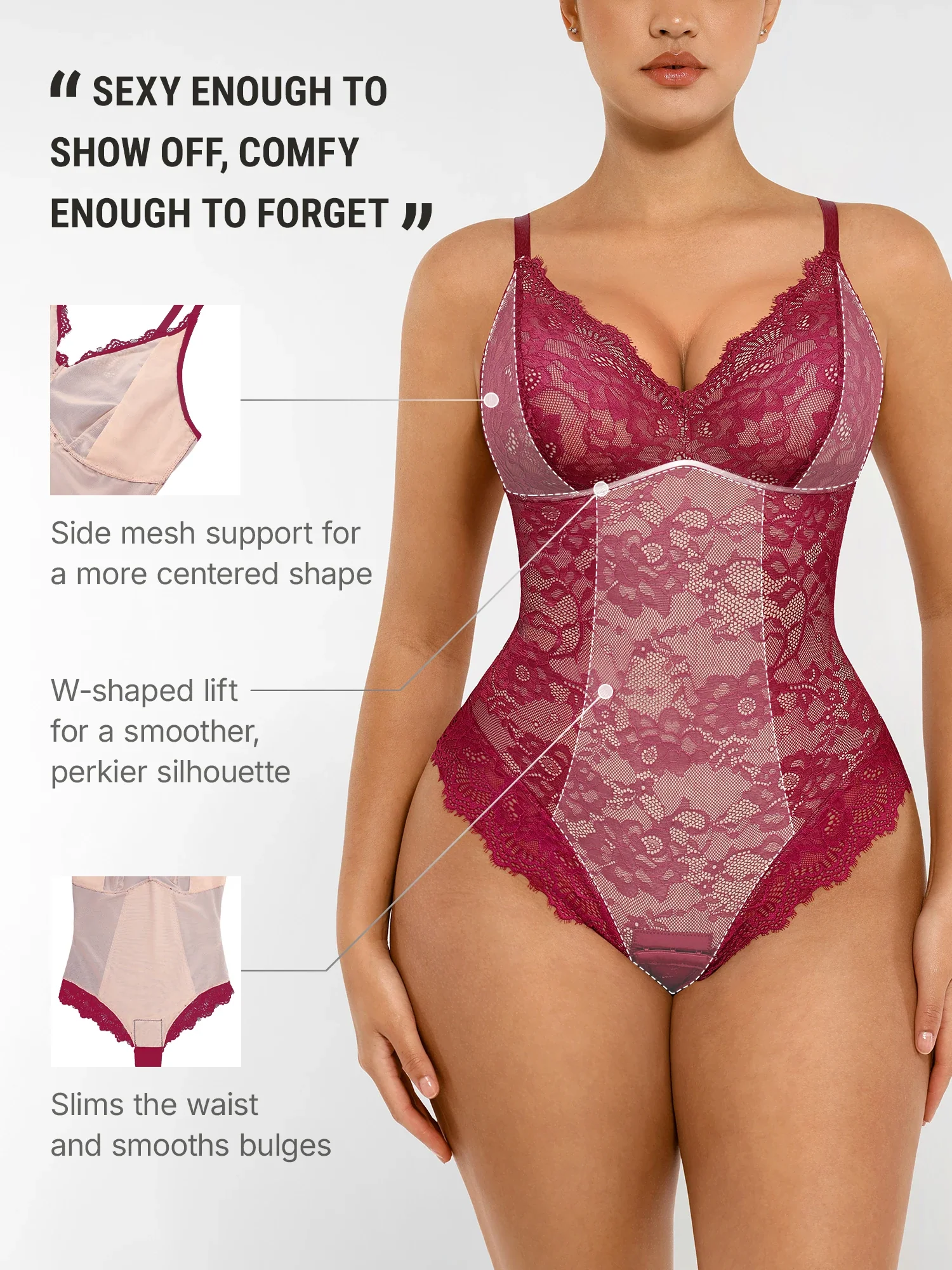 Lace V-Neck Breathable Bodysuit - Image 17