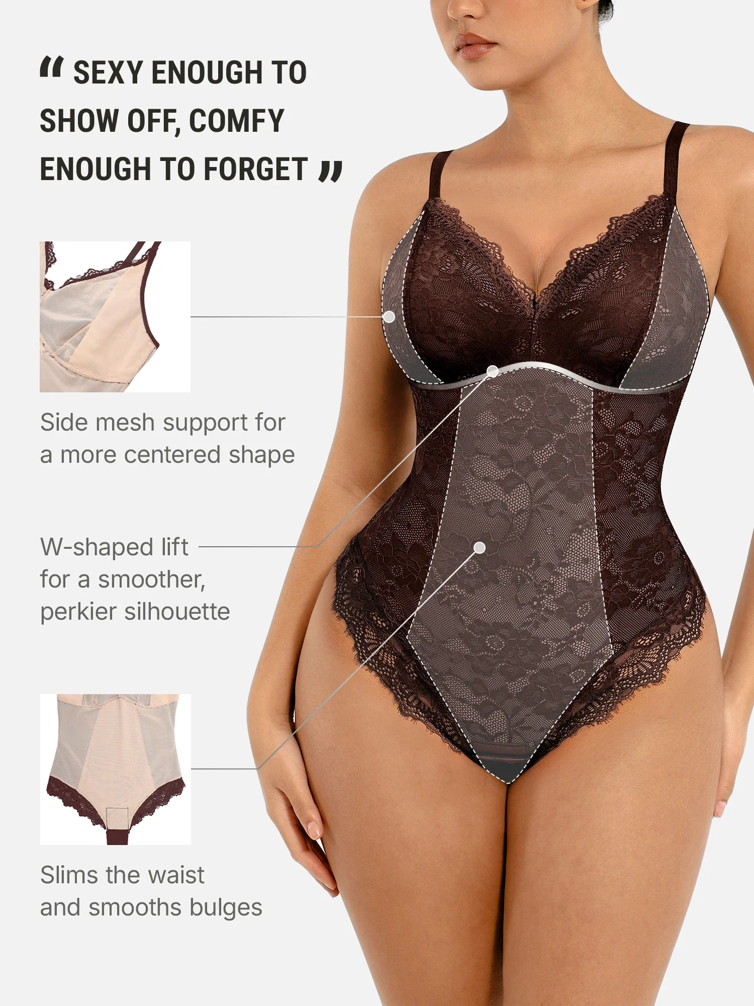 Lace V-Neck Breathable Bodysuit - Image 25