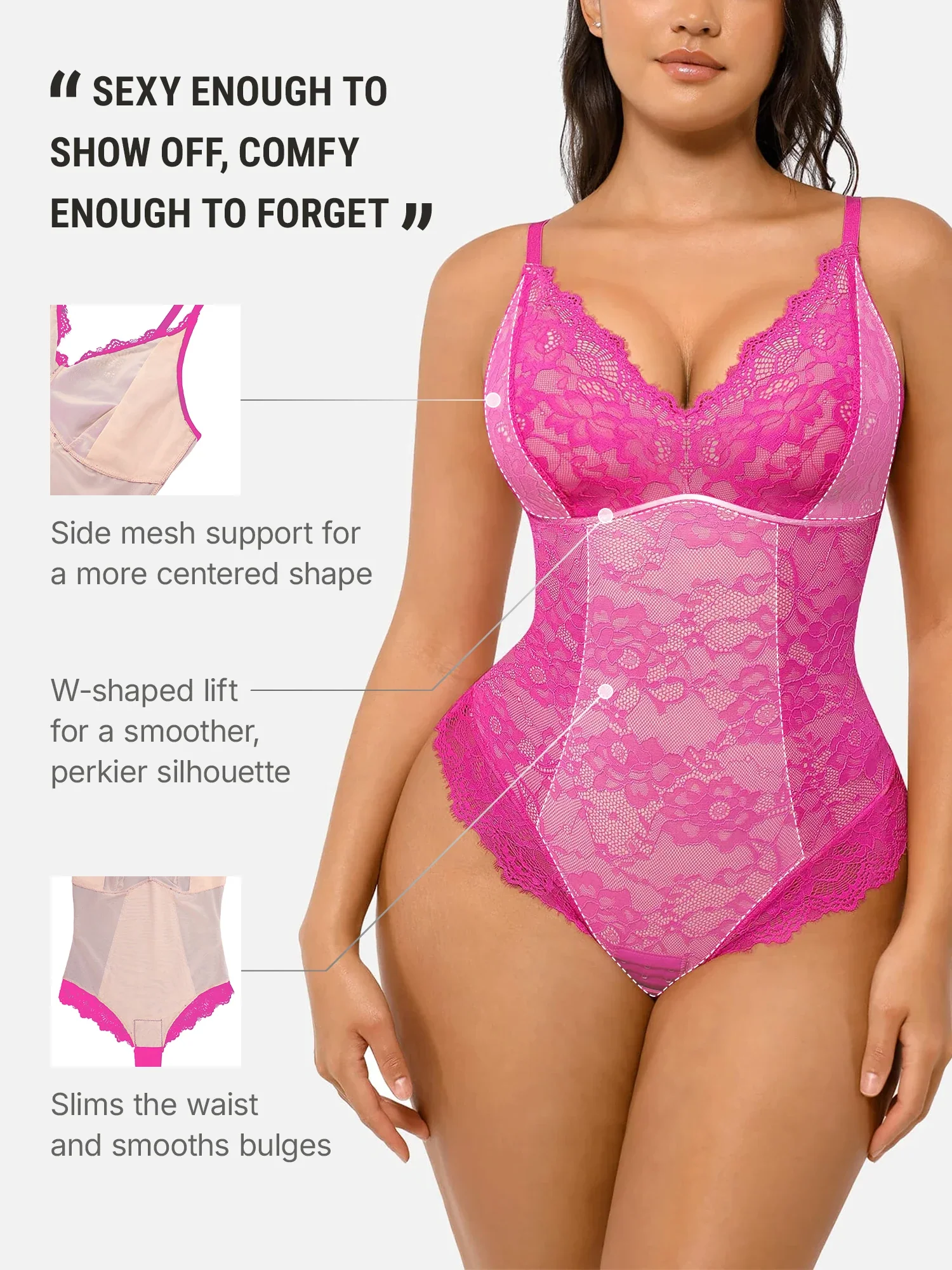 Lace V-Neck Breathable Bodysuit - Image 32