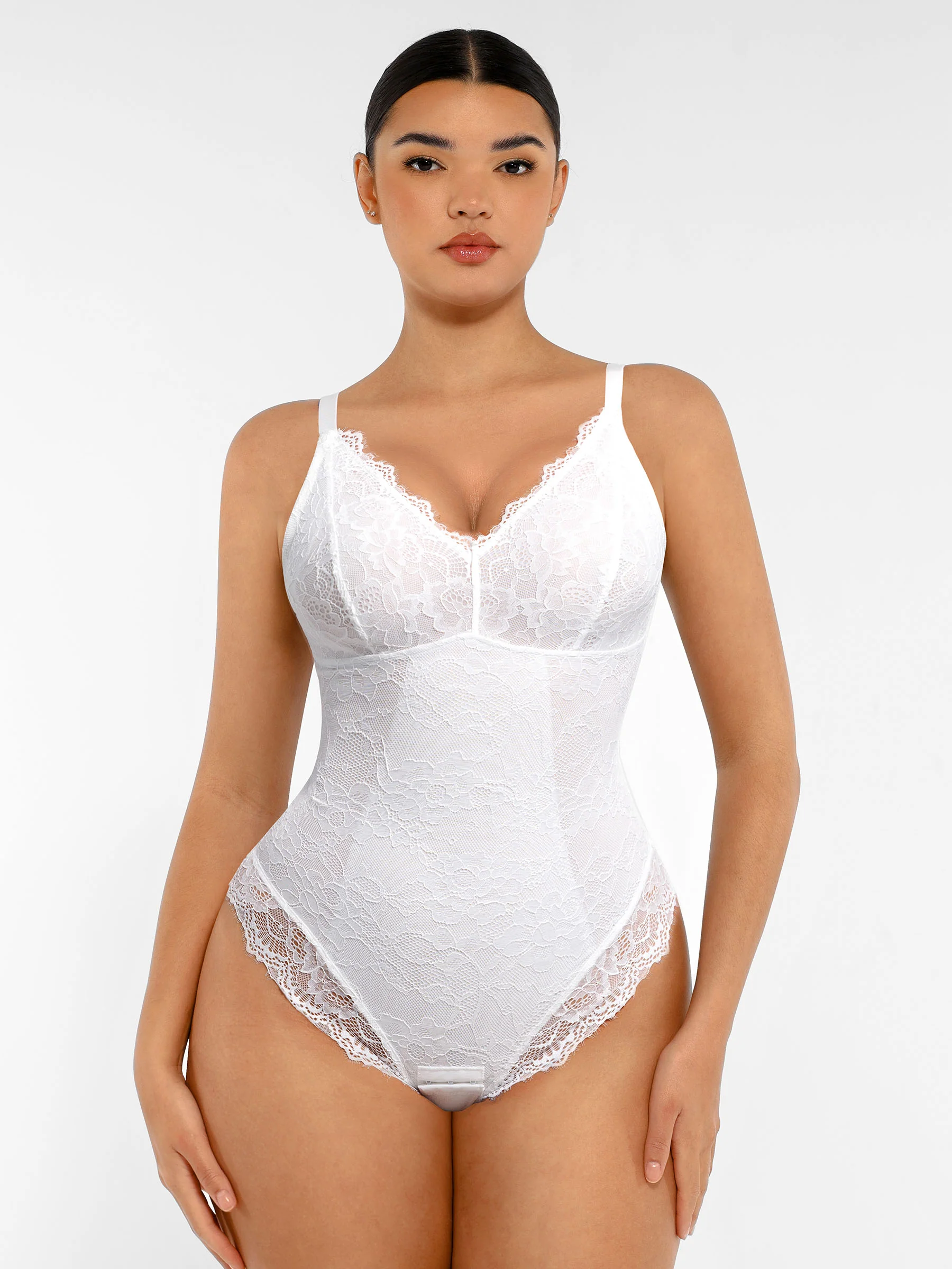 Lace V-Neck Breathable Bodysuit - Image 37