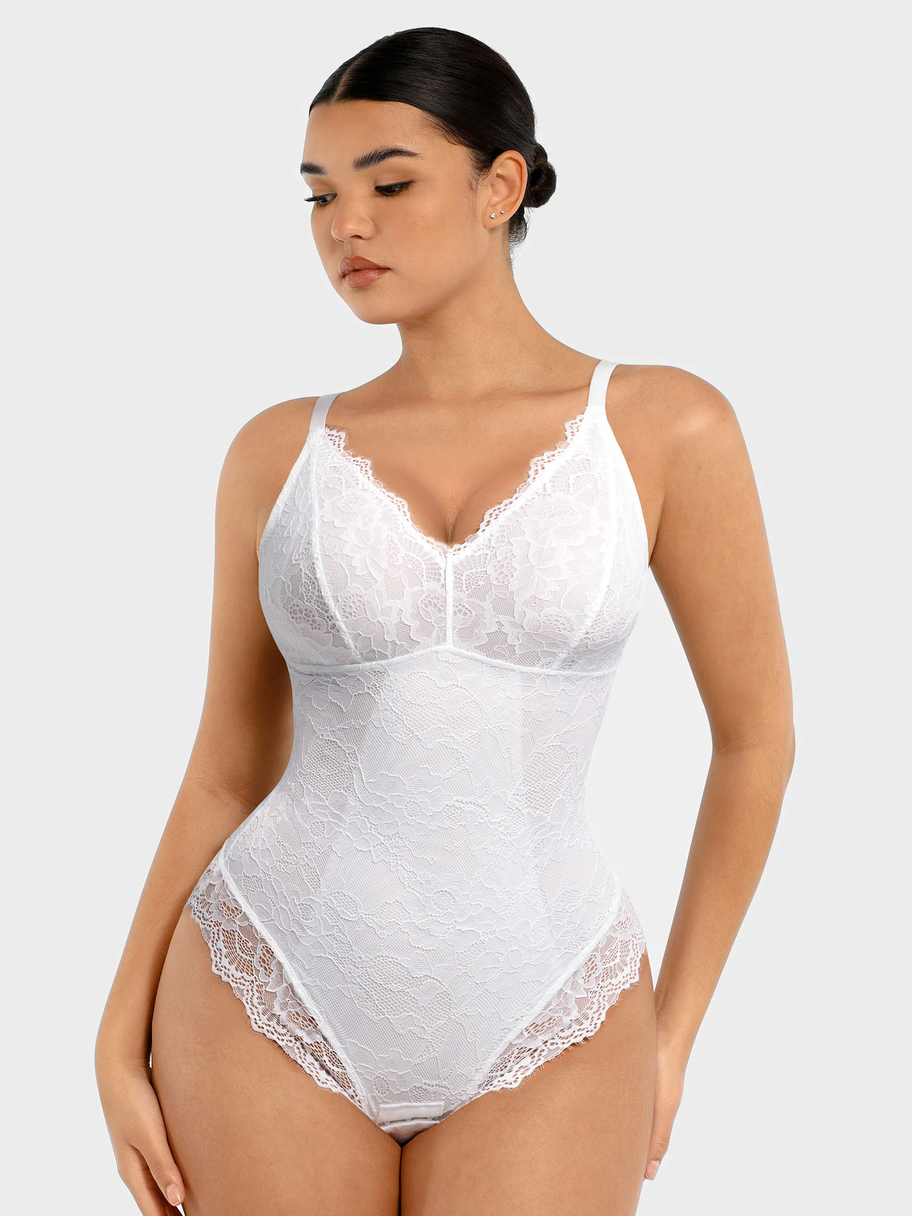 Lace V-Neck Breathable Bodysuit - Image 38