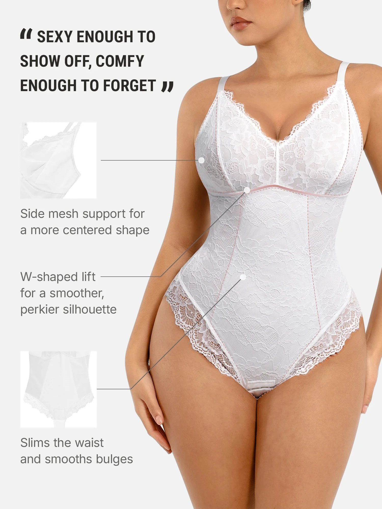 Lace V-Neck Breathable Bodysuit - Image 39