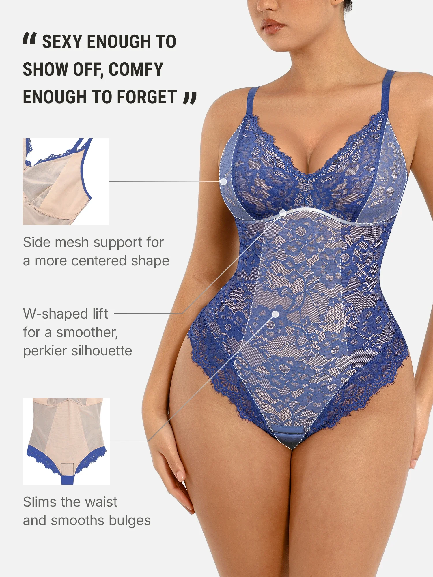 Lace V-Neck Breathable Bodysuit - Image 46
