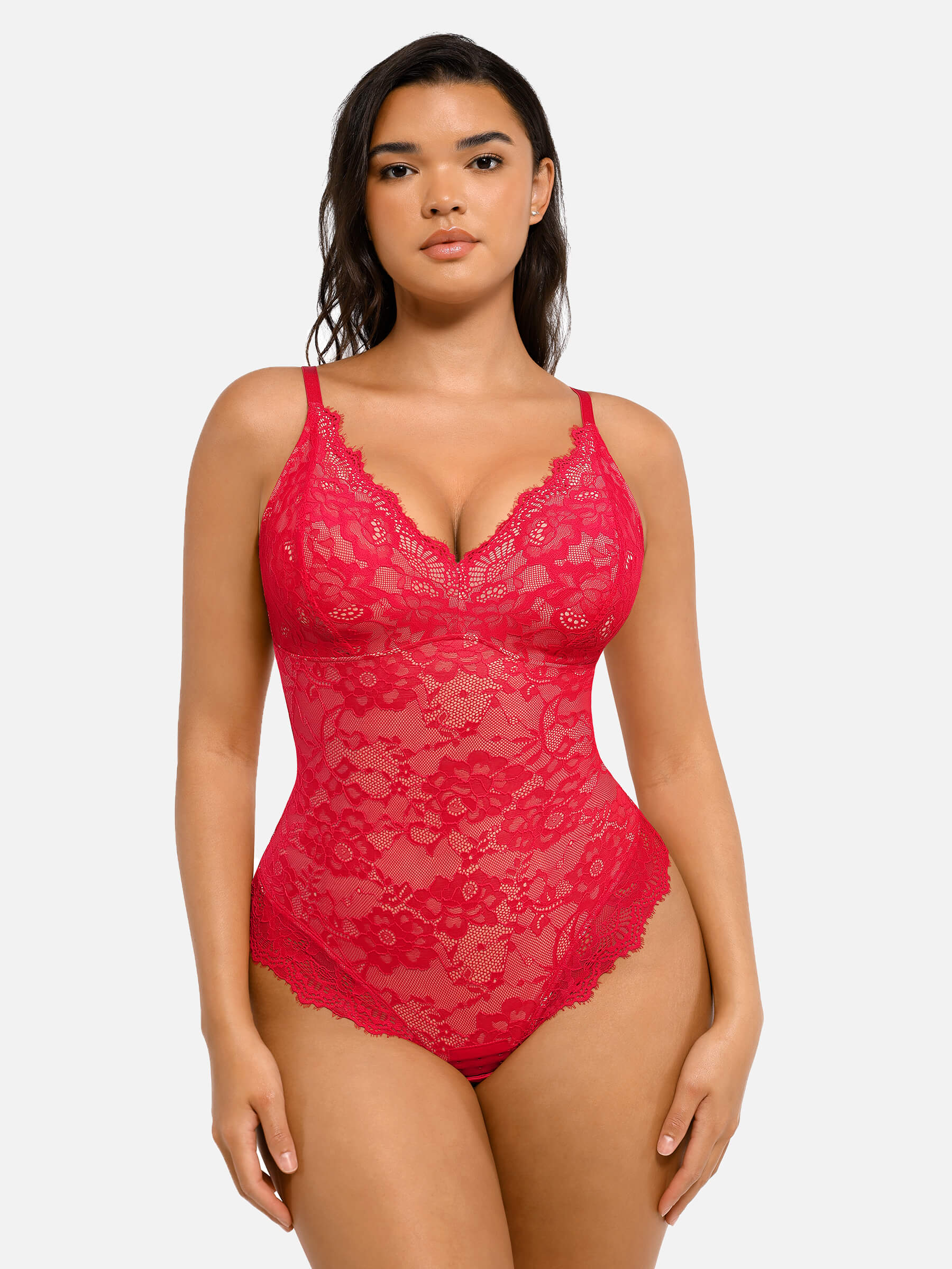 Lace V-Neck Breathable Bodysuit - Image 8