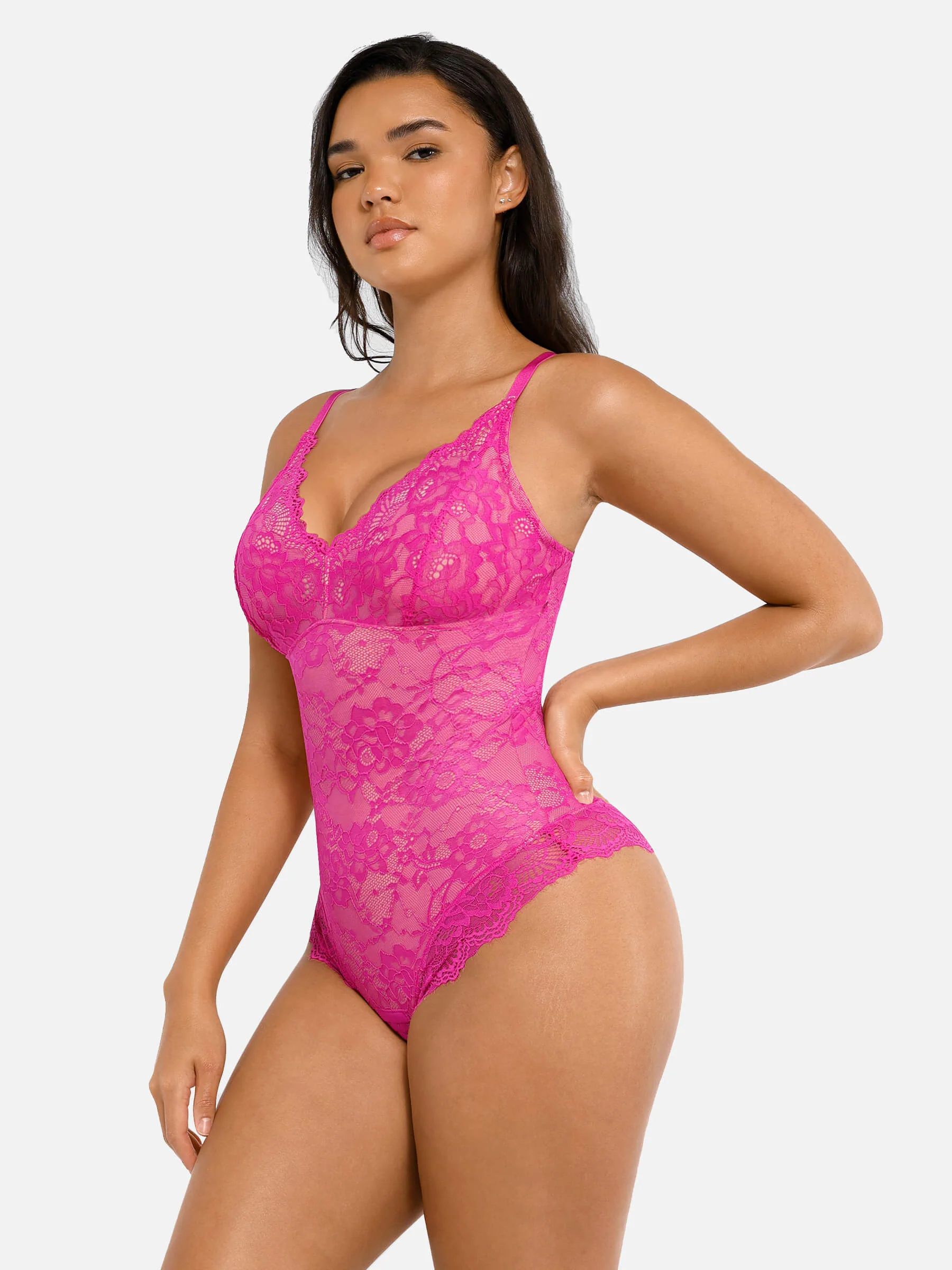 Lace V-Neck Stretch Bodysuit - Image 17