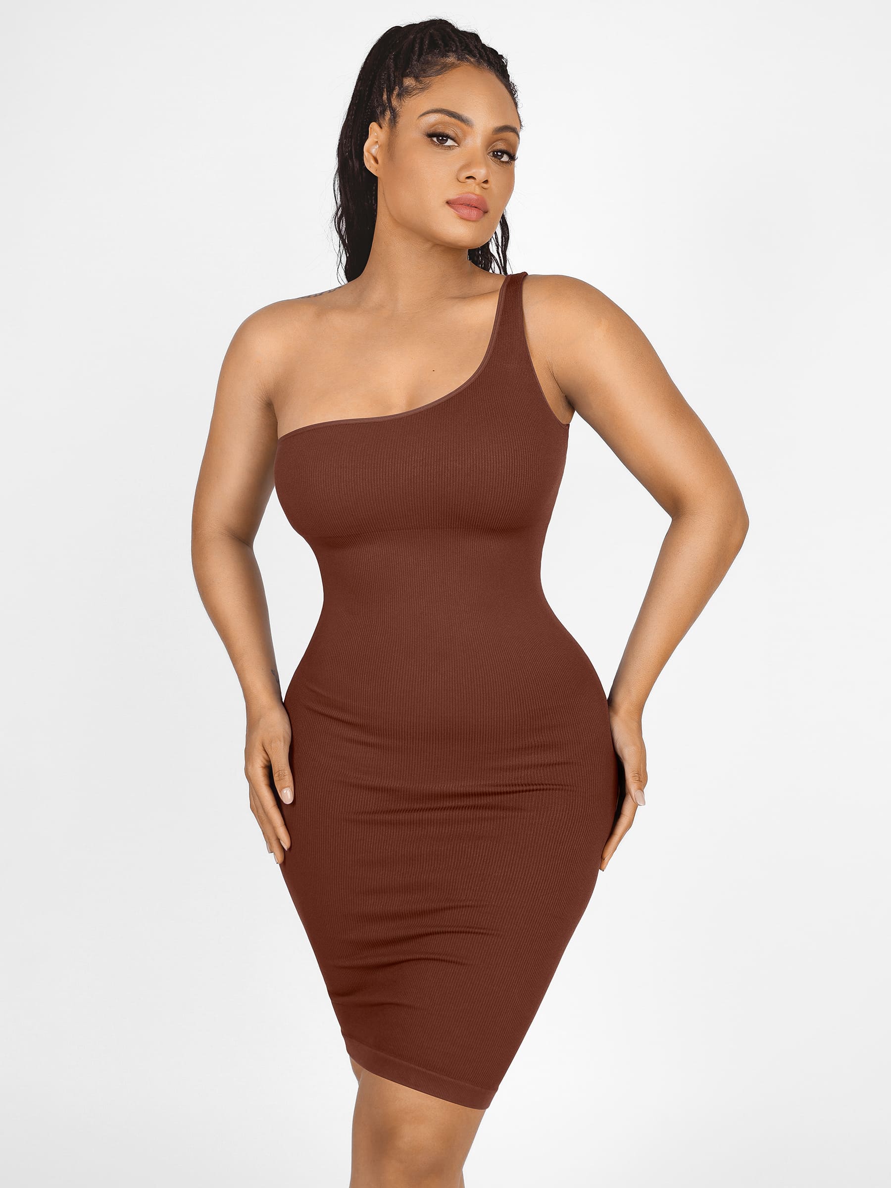 One-Shoulder Tummy Control Shaper Dress - Image 17