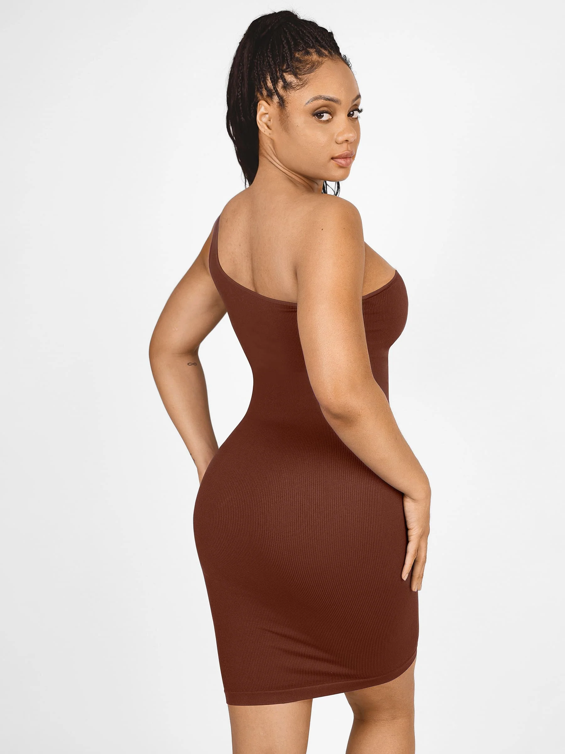 One-Shoulder Tummy Control Shaper Dress - Image 19