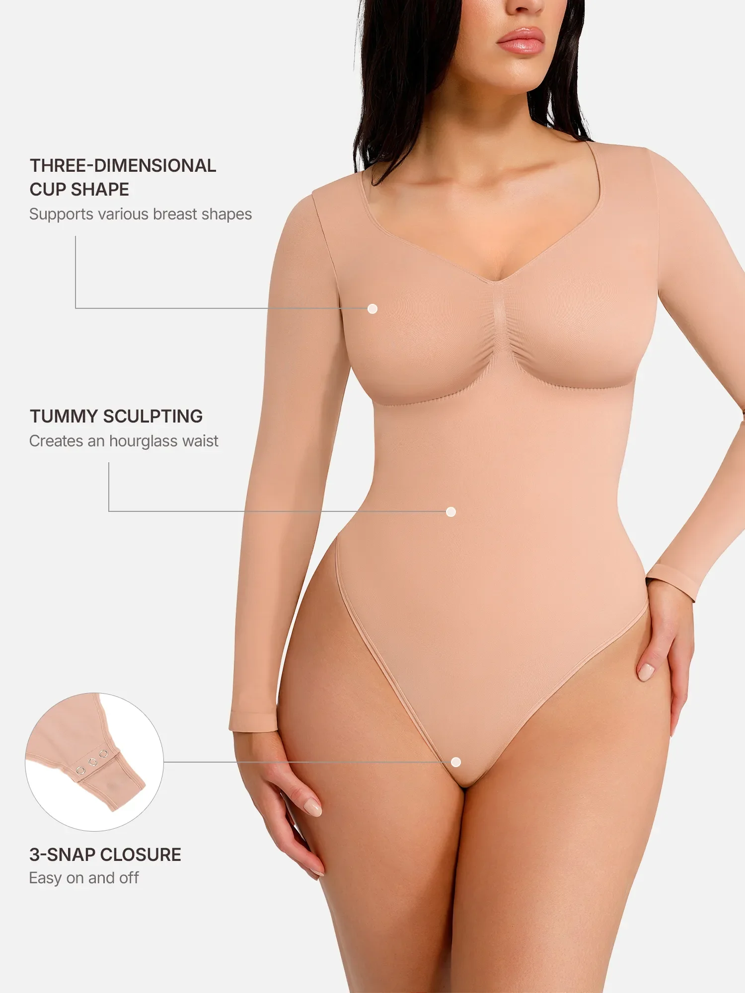Seamless Long Sleeve Tummy Control Classic Bodysuit - Image 16