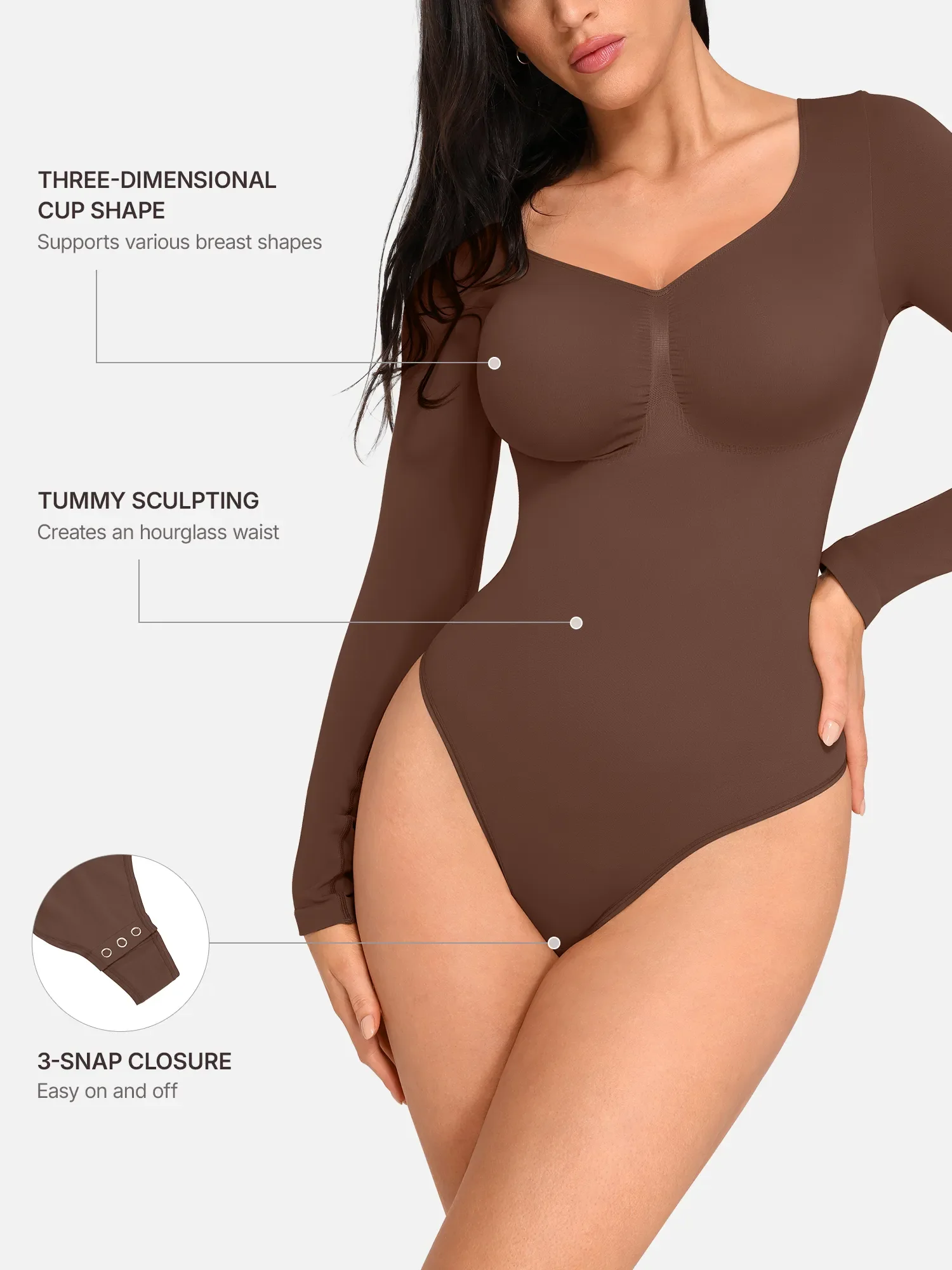 Seamless Long Sleeve Tummy Control Classic Bodysuit - Image 29