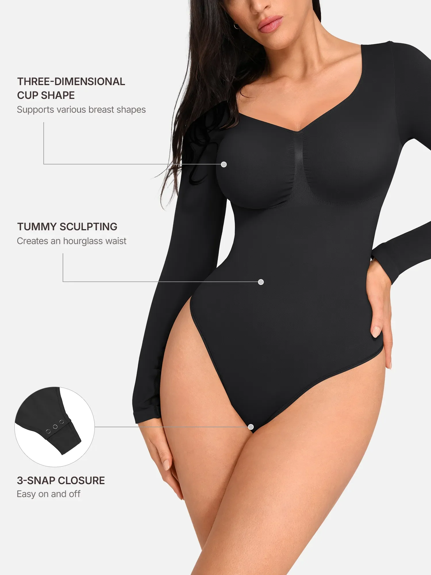 Seamless Long Sleeve Tummy Control Classic Bodysuit - Image 38