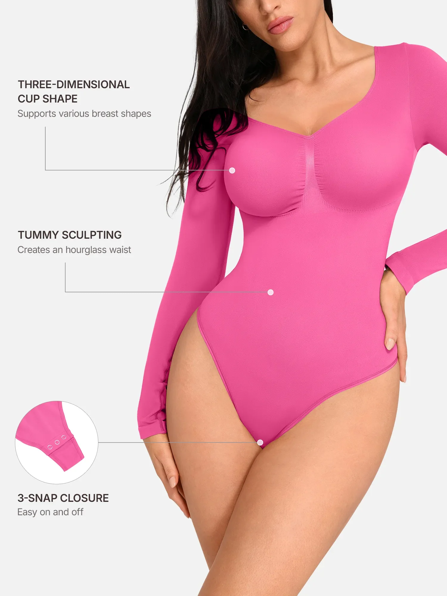 Seamless Long Sleeve Tummy Control Classic Bodysuit - Image 46