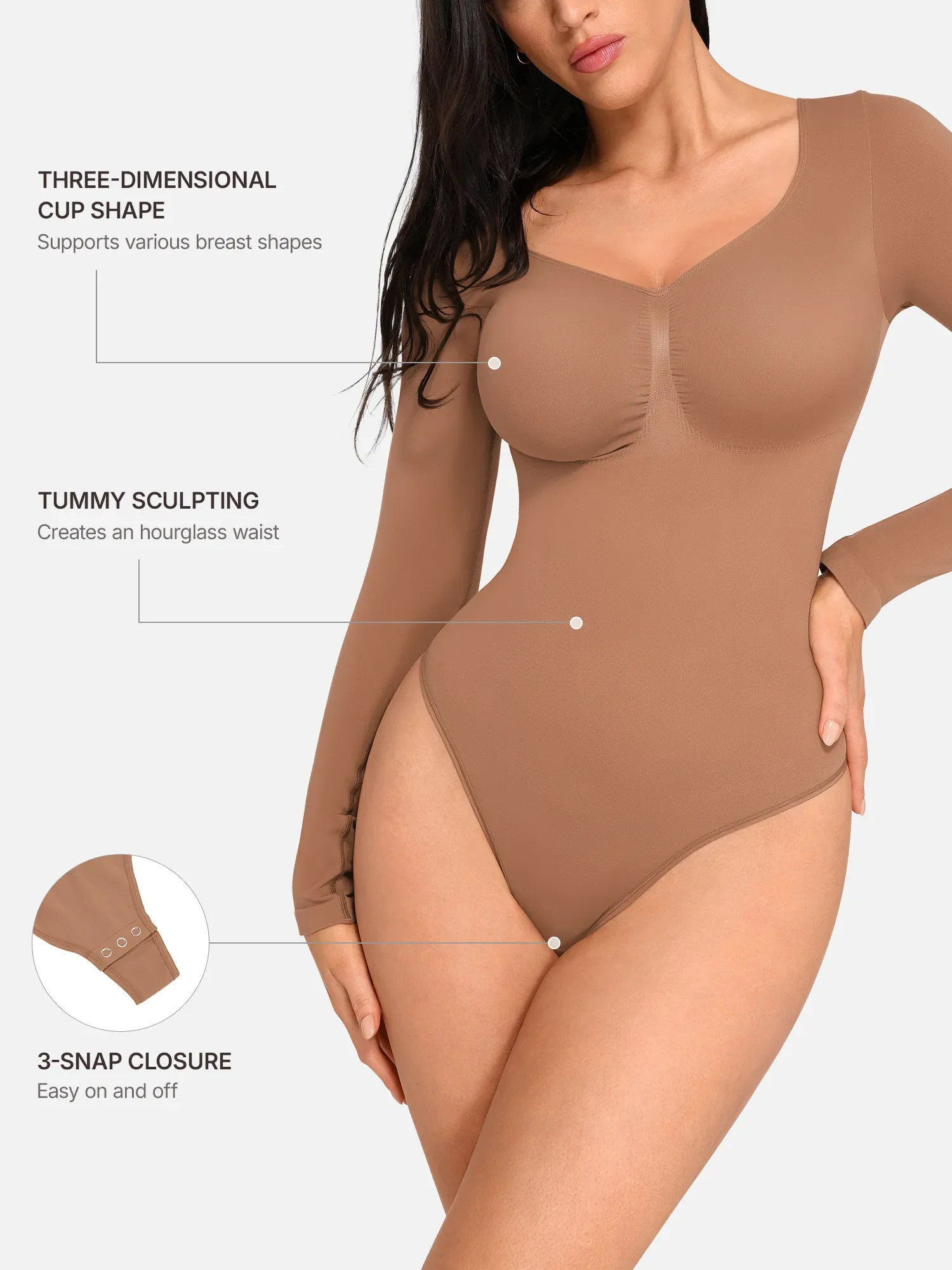 Seamless Long Sleeve Tummy Control Classic Bodysuit - Image 5