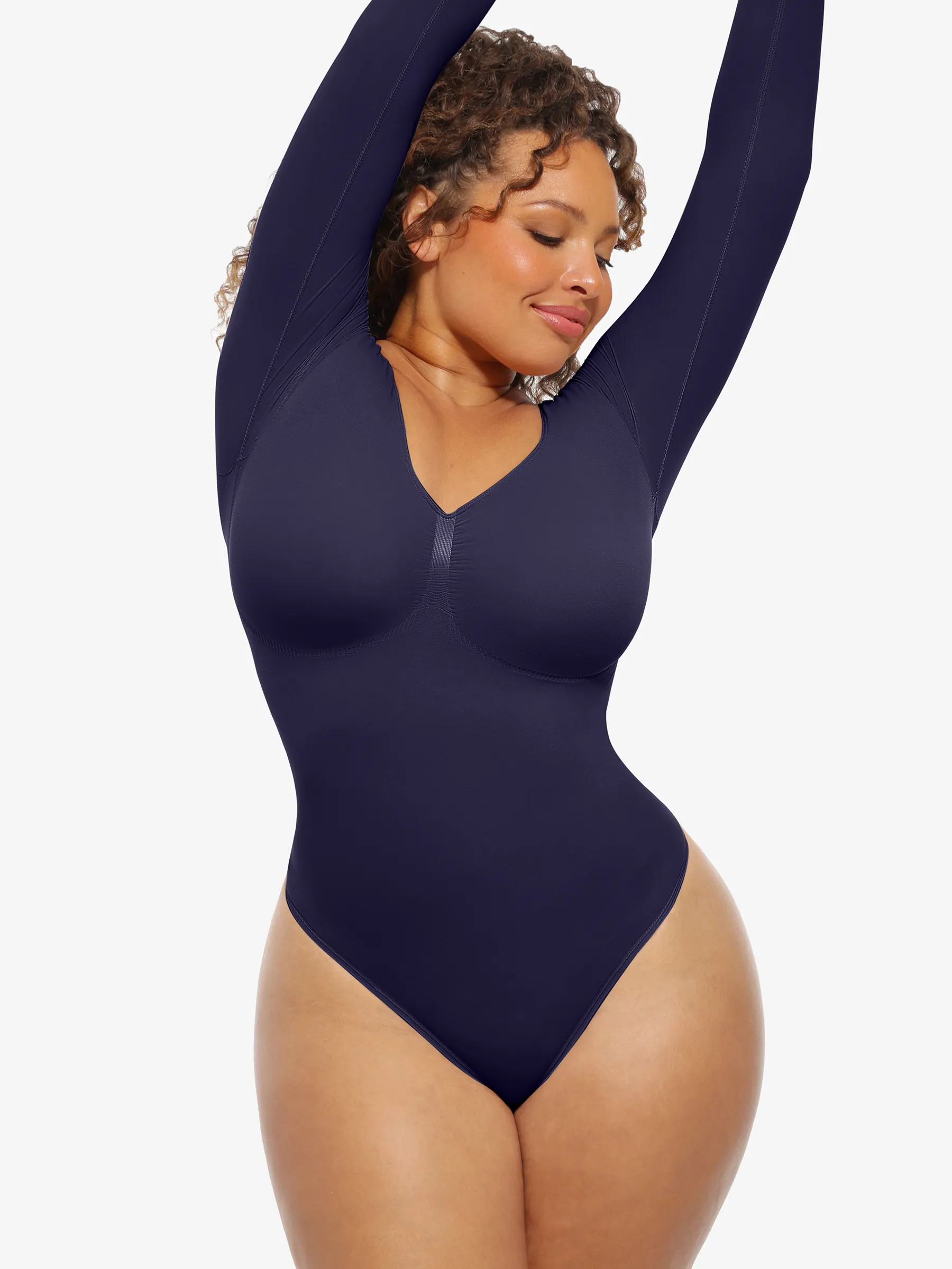 Seamless Long Sleeve Tummy Control Classic Bodysuit - Image 67
