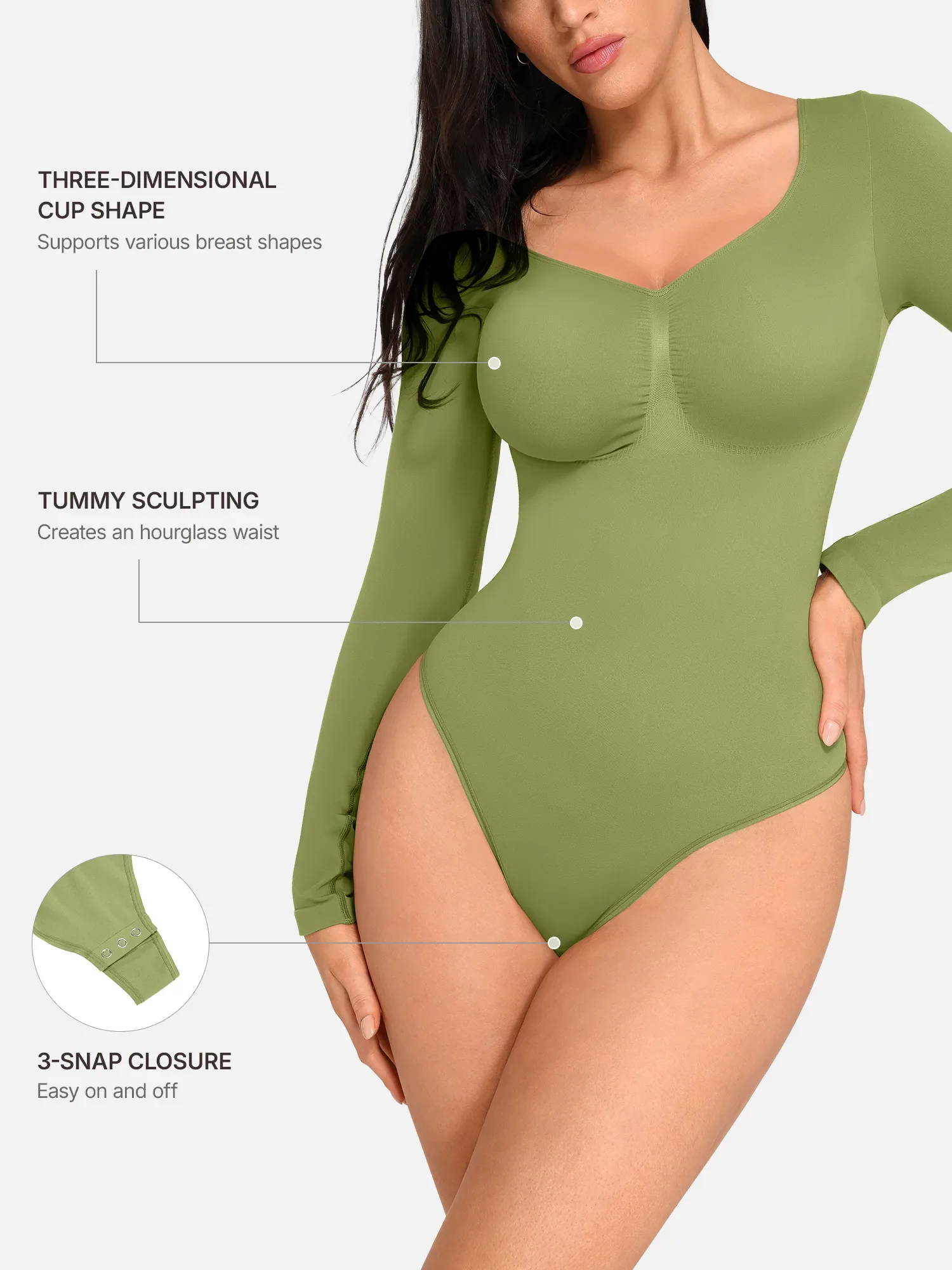 Seamless Long Sleeve Tummy Control Classic Bodysuit - Image 70