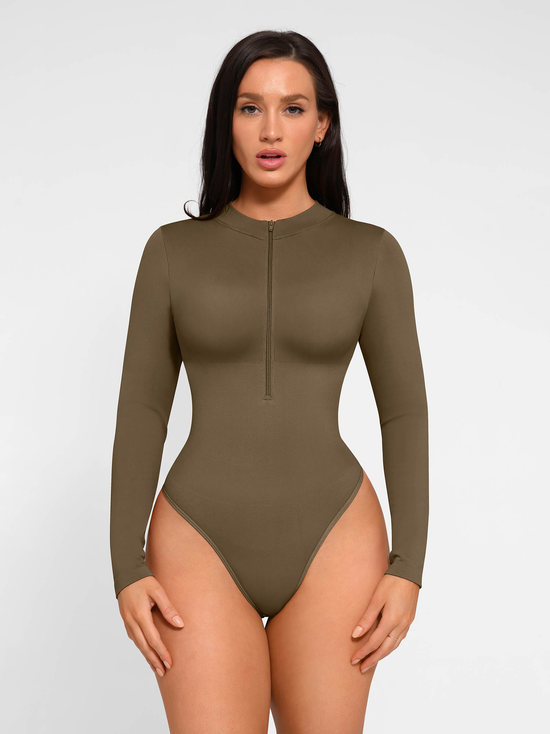Long Sleeve Zipper Seamless Bodysuit - Image 8