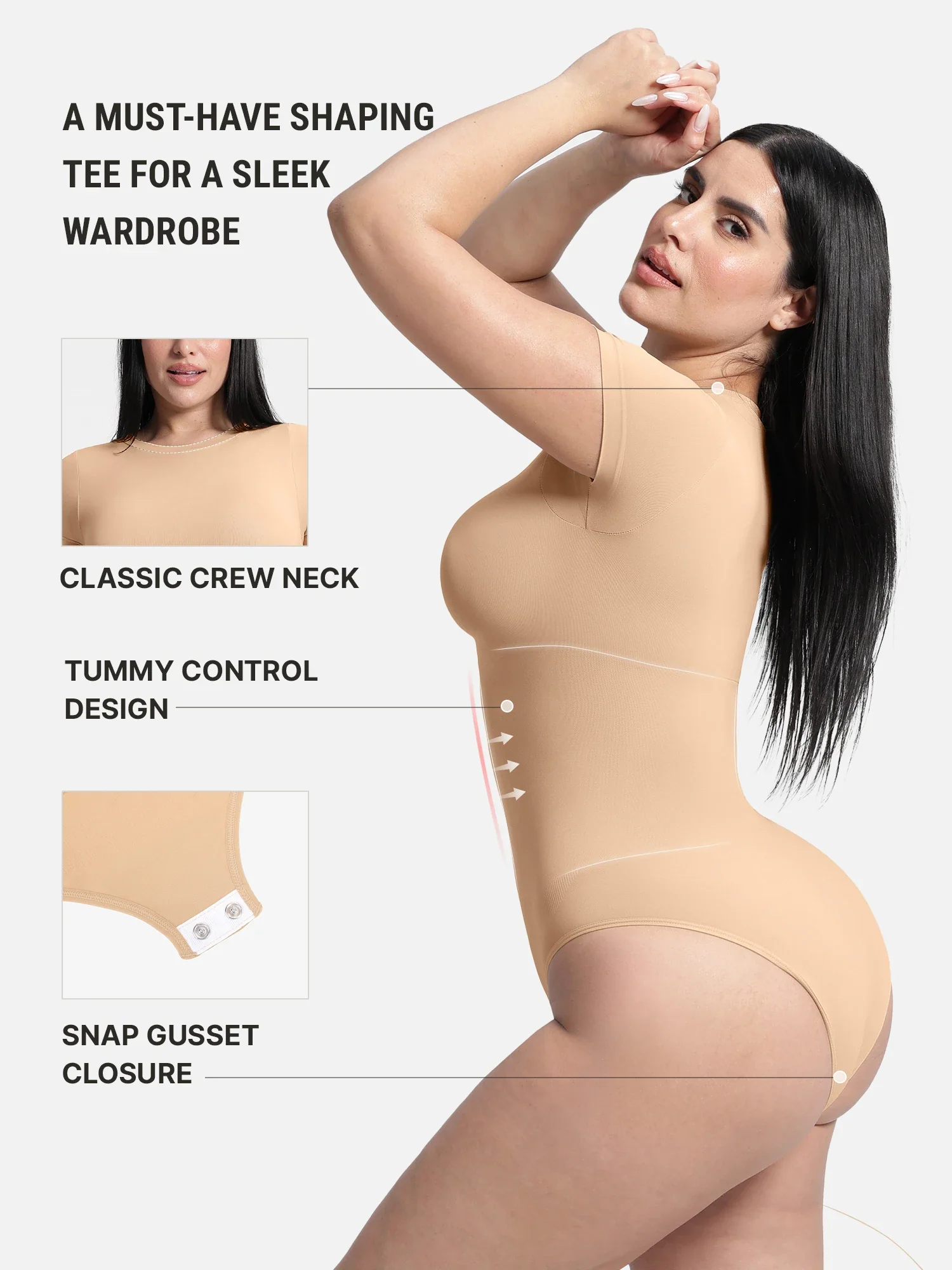 Crew Neck Seamless Soft Everyday Bodysuit - Image 3