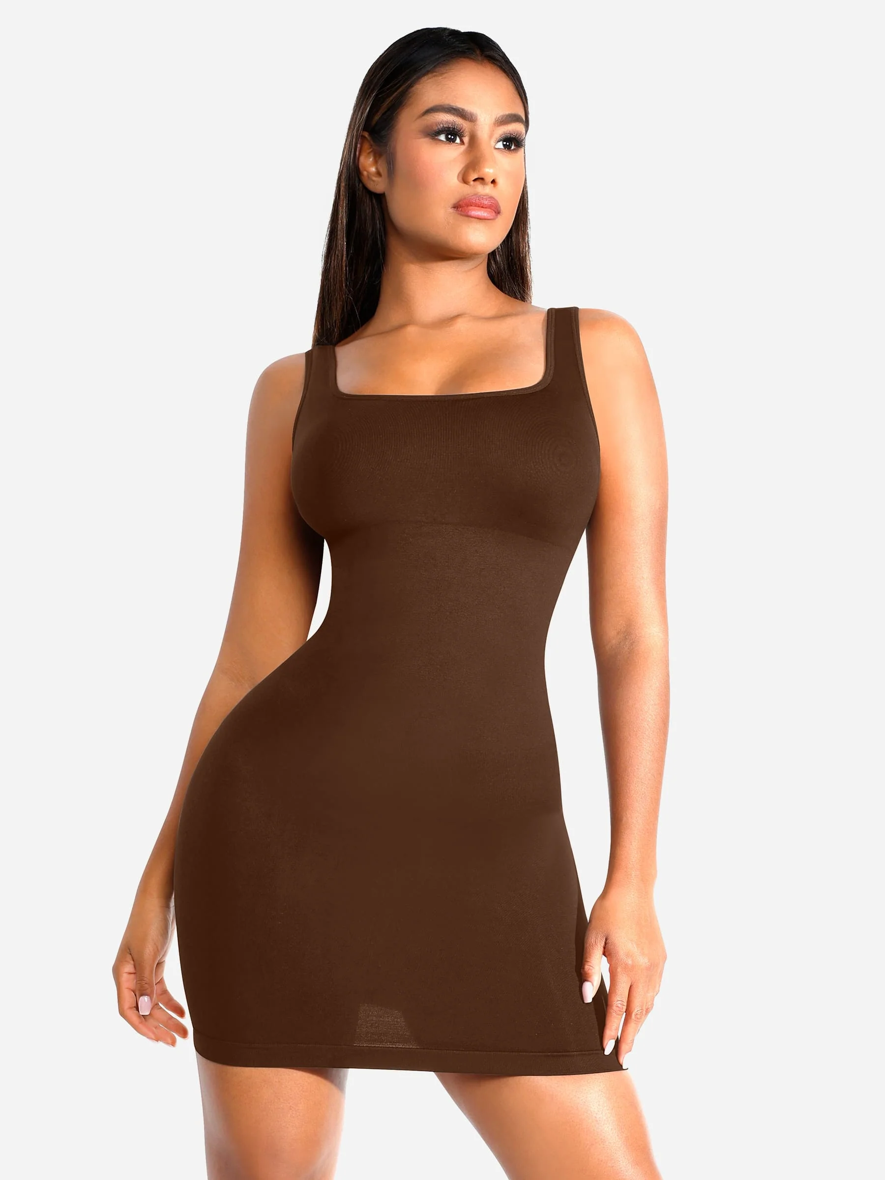 Tummy Control Square Neck Everyday Dress - Image 31