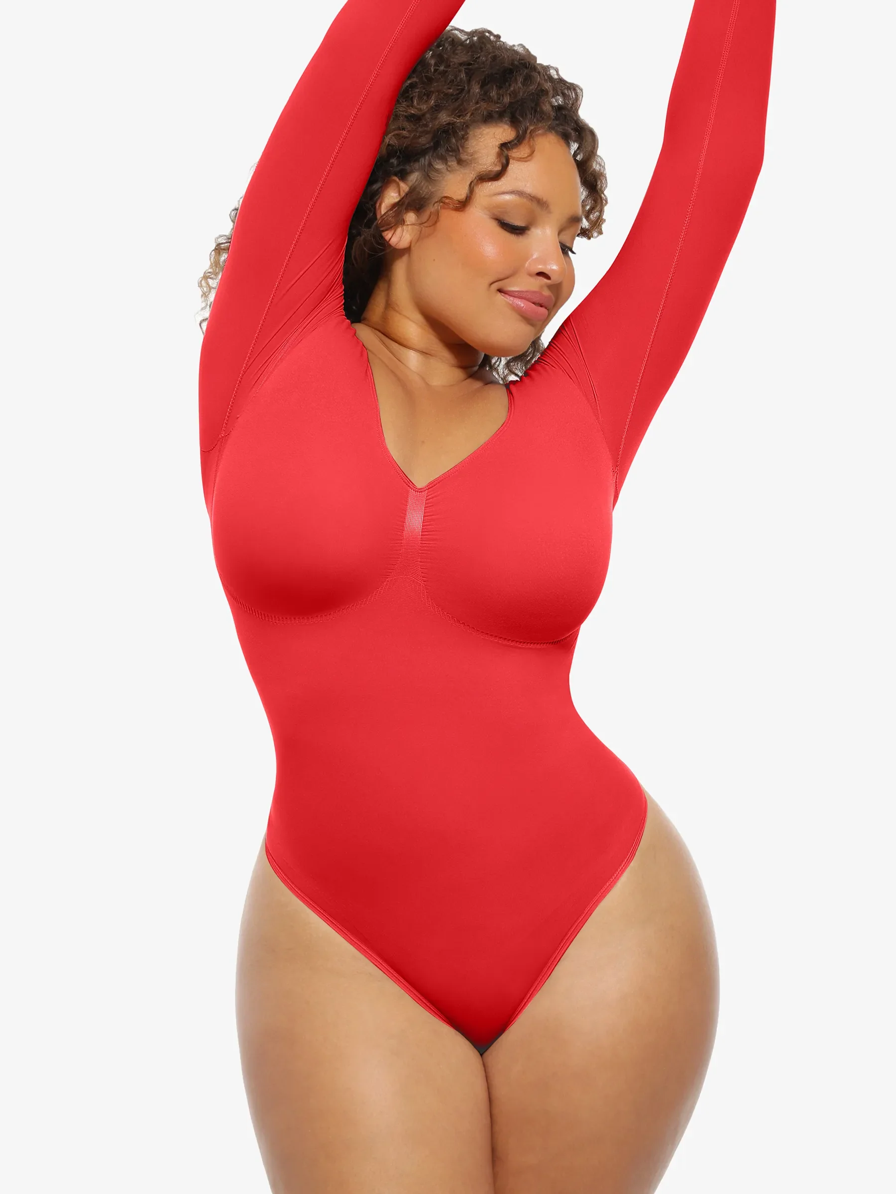 Seamless Long Sleeve Tummy Control Classic Bodysuit - Image 61