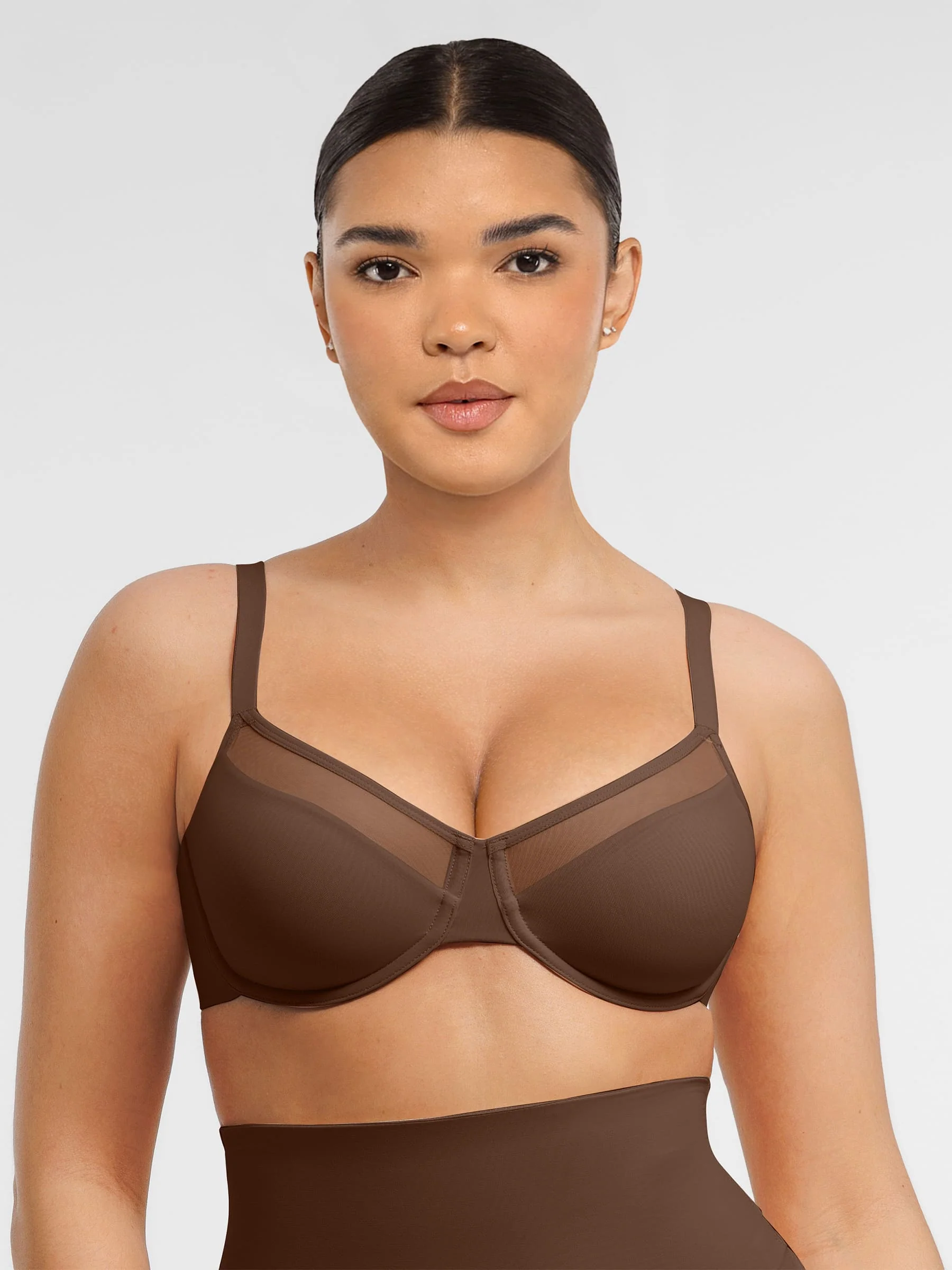 Sheer Mesh Full Coverage Unpadded Underwire Bra - Image 11