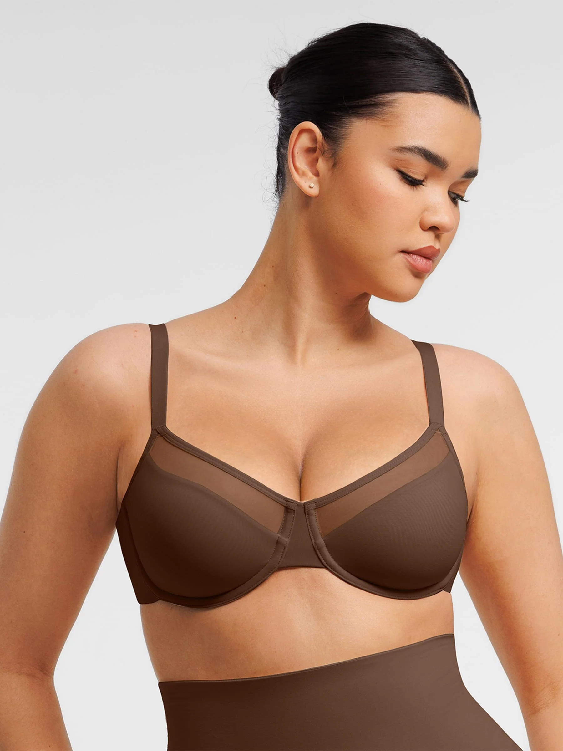 Sheer Mesh Full Coverage Unpadded Underwire Bra - Image 12