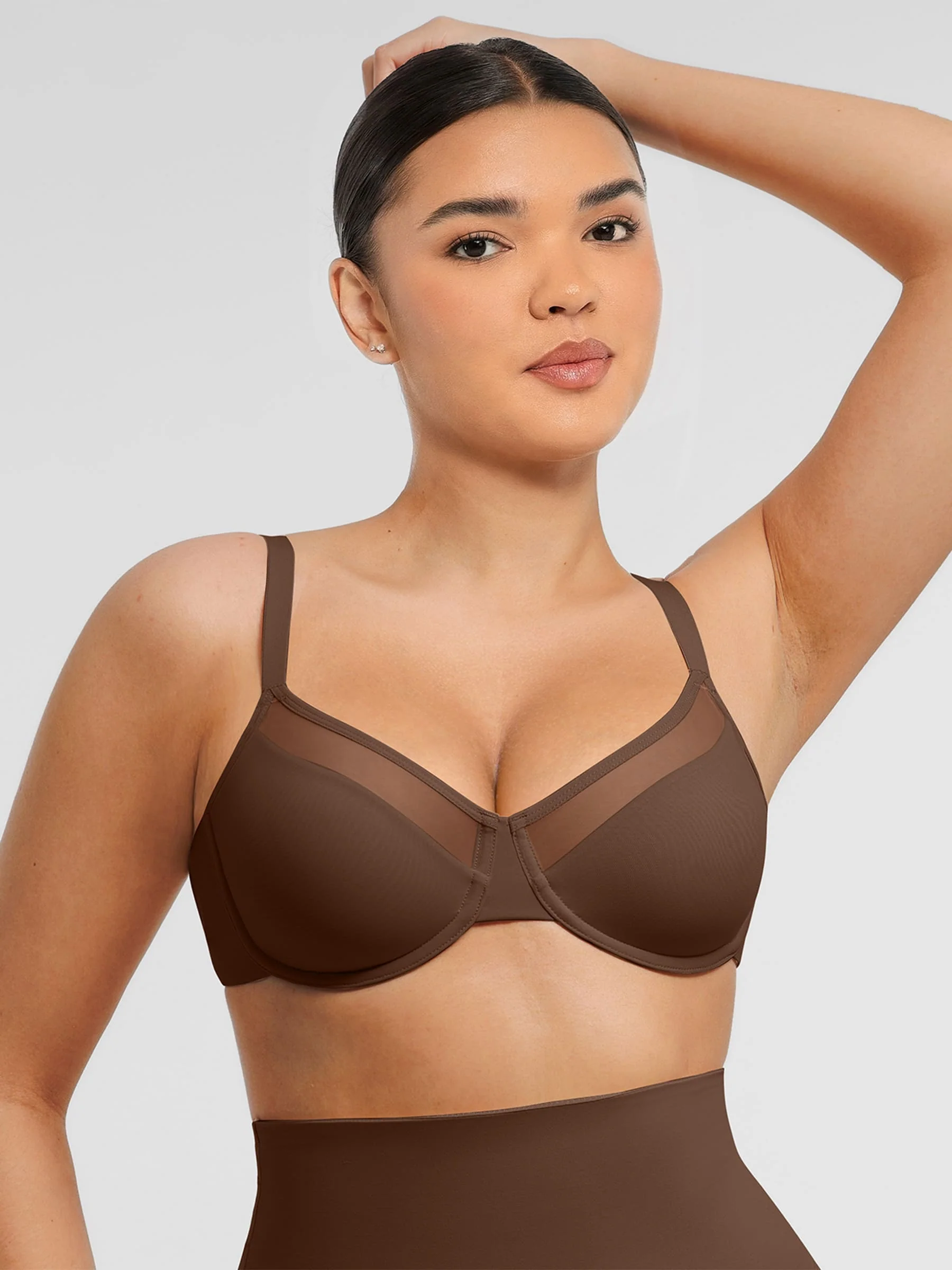 Sheer Mesh Full Coverage Unpadded Underwire Bra - Image 13