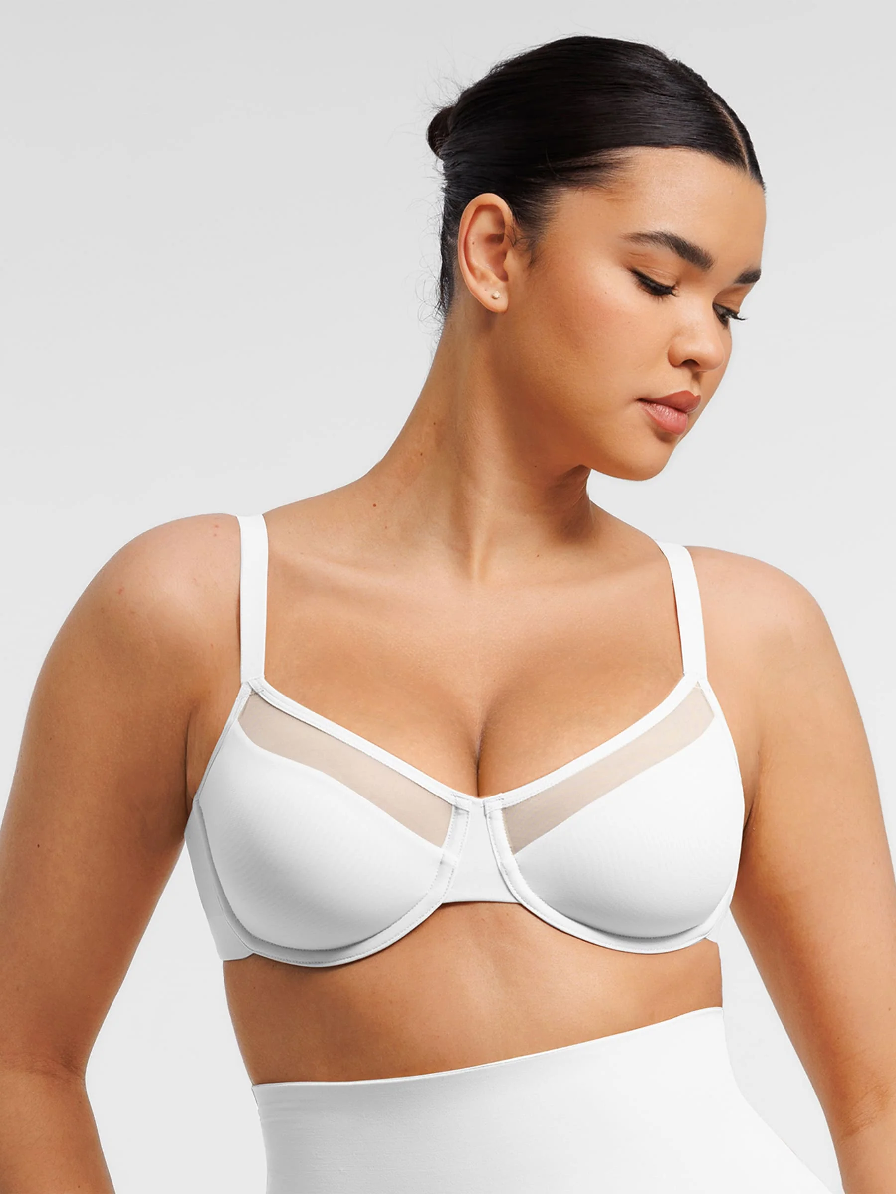 Sheer Mesh Full Coverage Unpadded Underwire Bra - Image 17