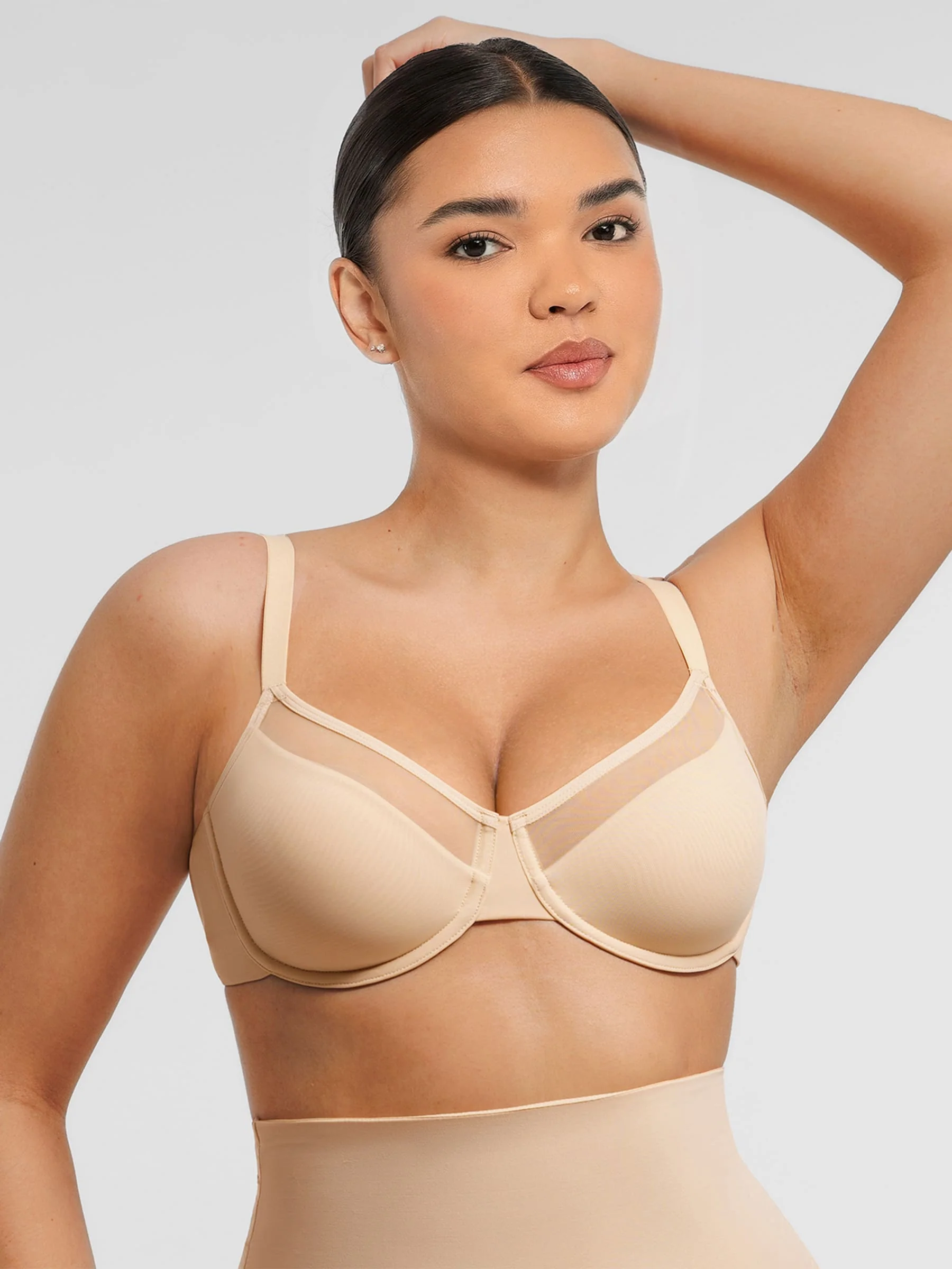 Sheer Mesh Full Coverage Unpadded Underwire Bra - Image 5