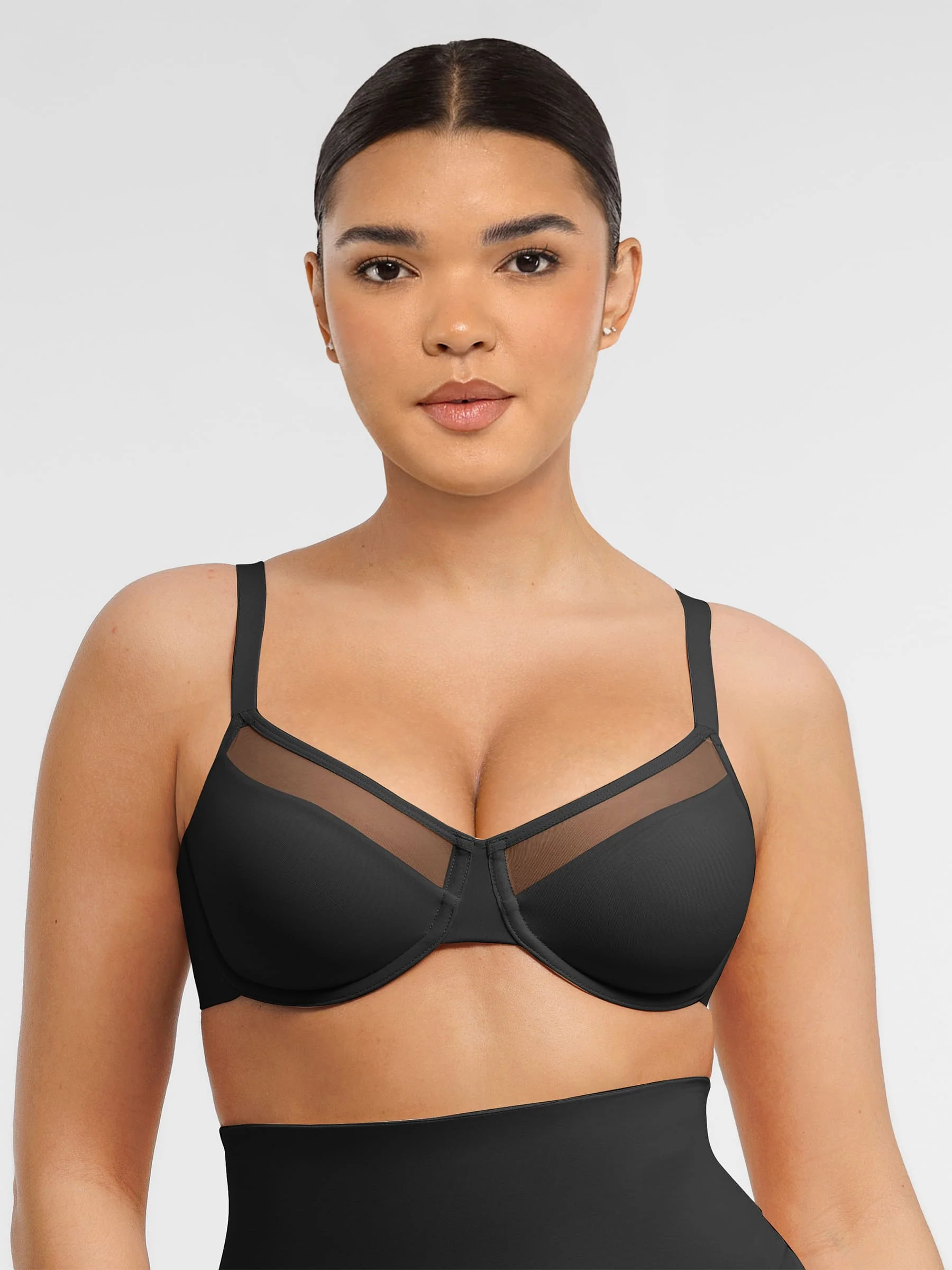 Sheer Mesh Full Coverage Unpadded Underwire Bra - Image 6