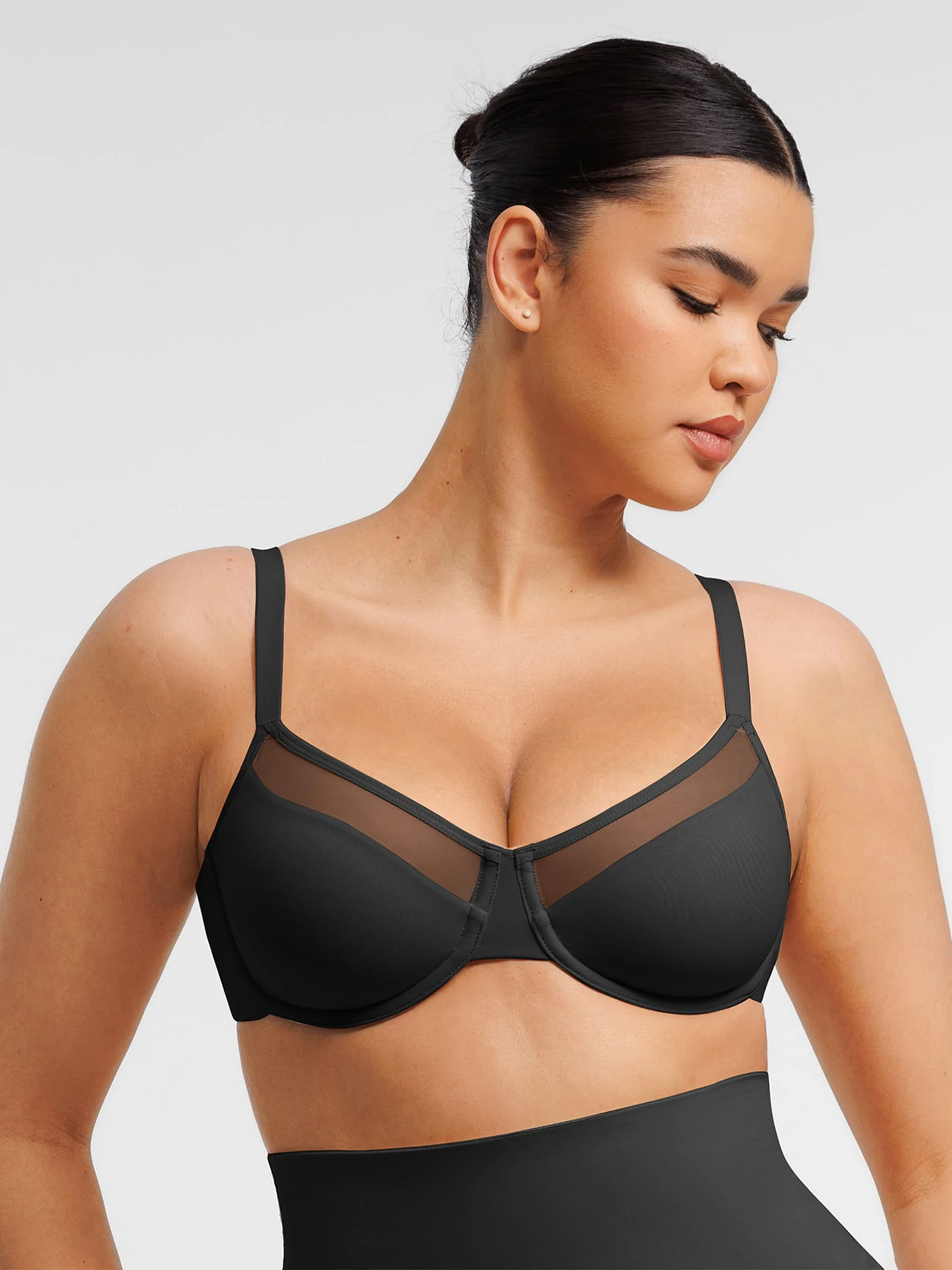 Sheer Mesh Full Coverage Unpadded Underwire Bra - Image 7