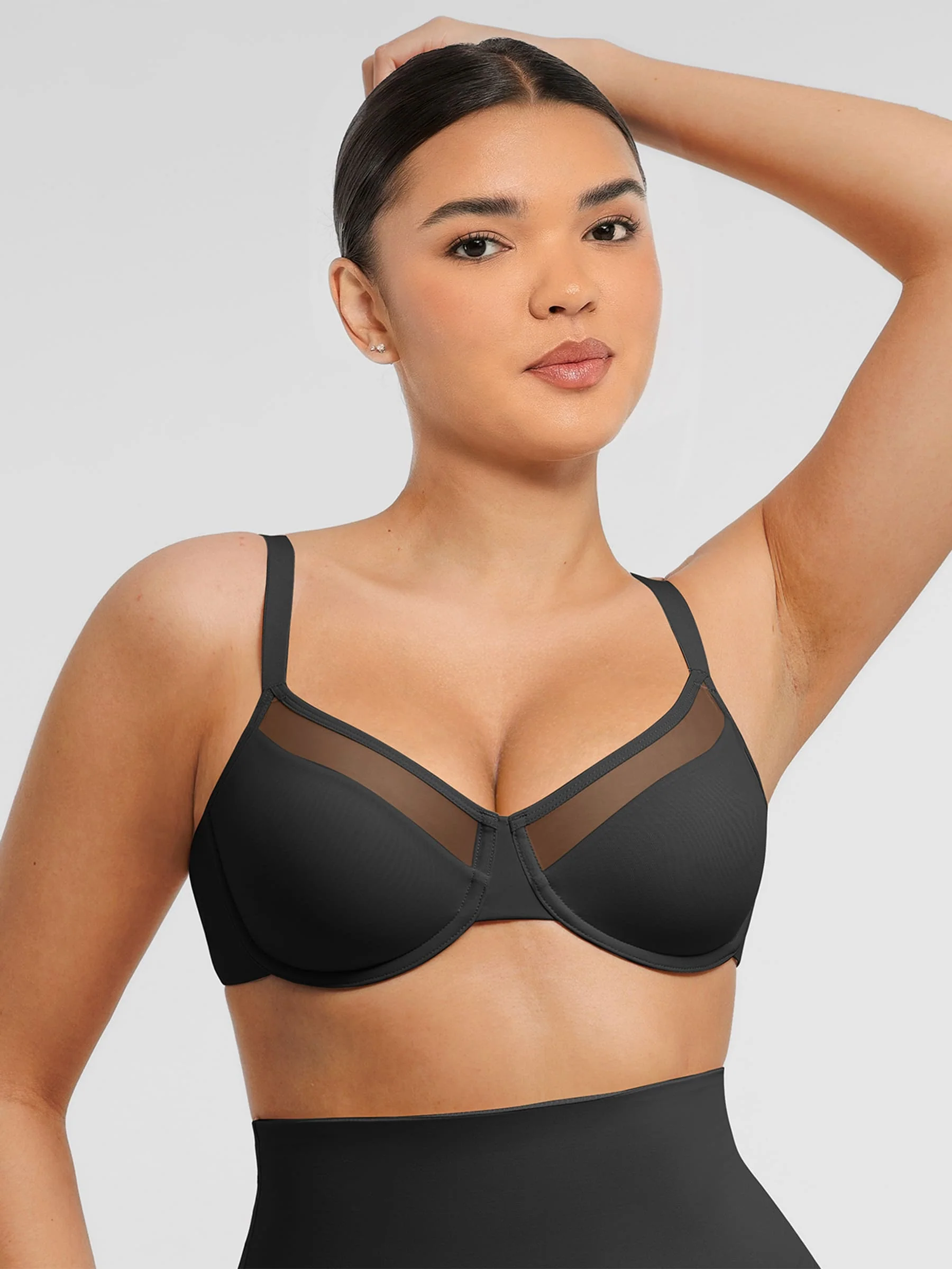 Sheer Mesh Full Coverage Unpadded Underwire Bra - Image 8