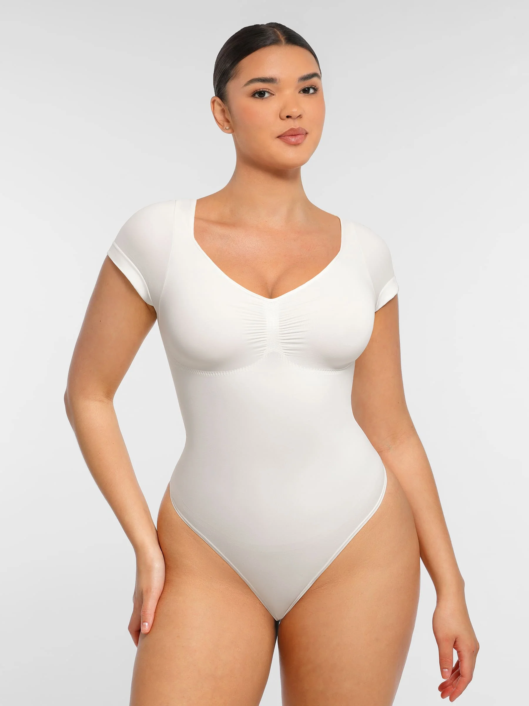 Tummy Control Seamless Short-Sleeve Bodysuit - Image 19