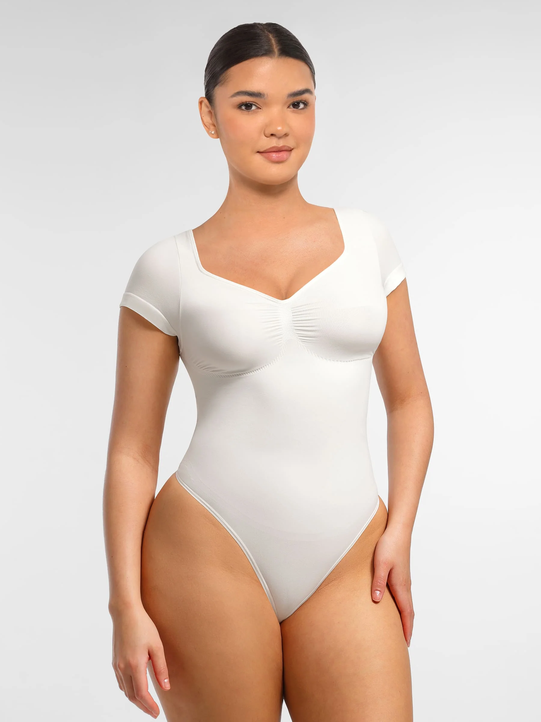 Tummy Control Seamless Short-Sleeve Bodysuit - Image 20