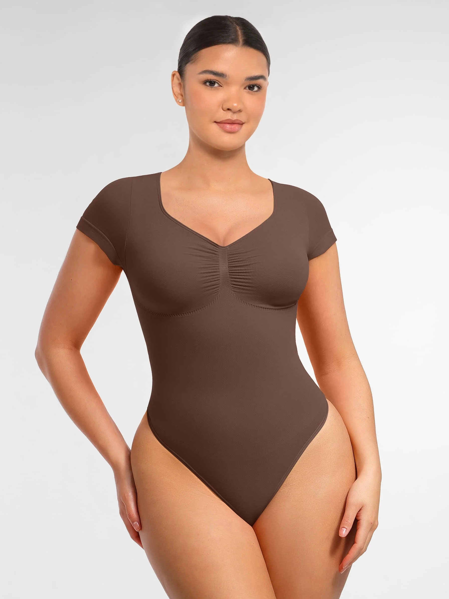 Tummy Control Seamless Short-Sleeve Bodysuit - Image 31