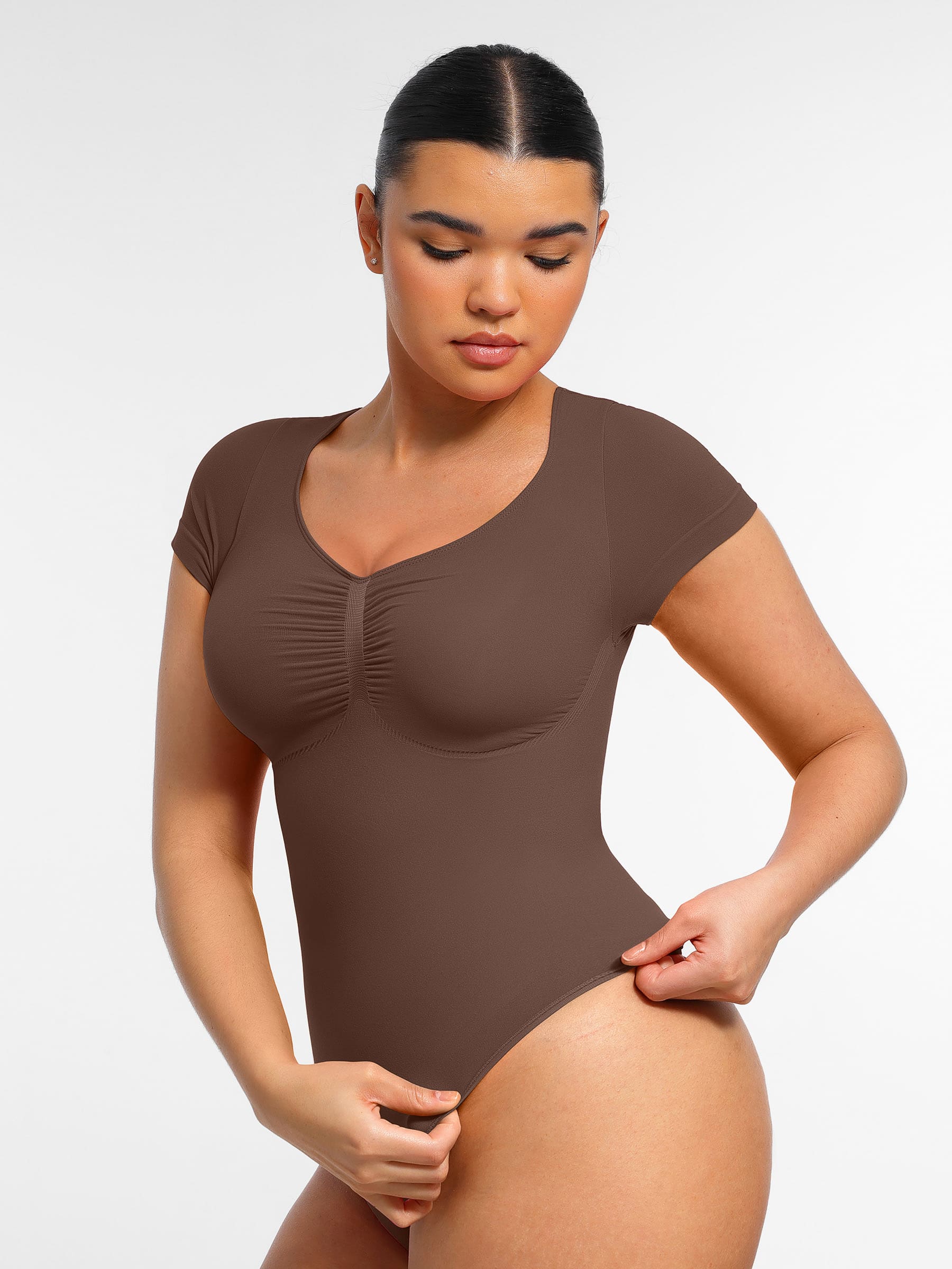 Tummy Control Seamless Short-Sleeve Bodysuit - Image 32
