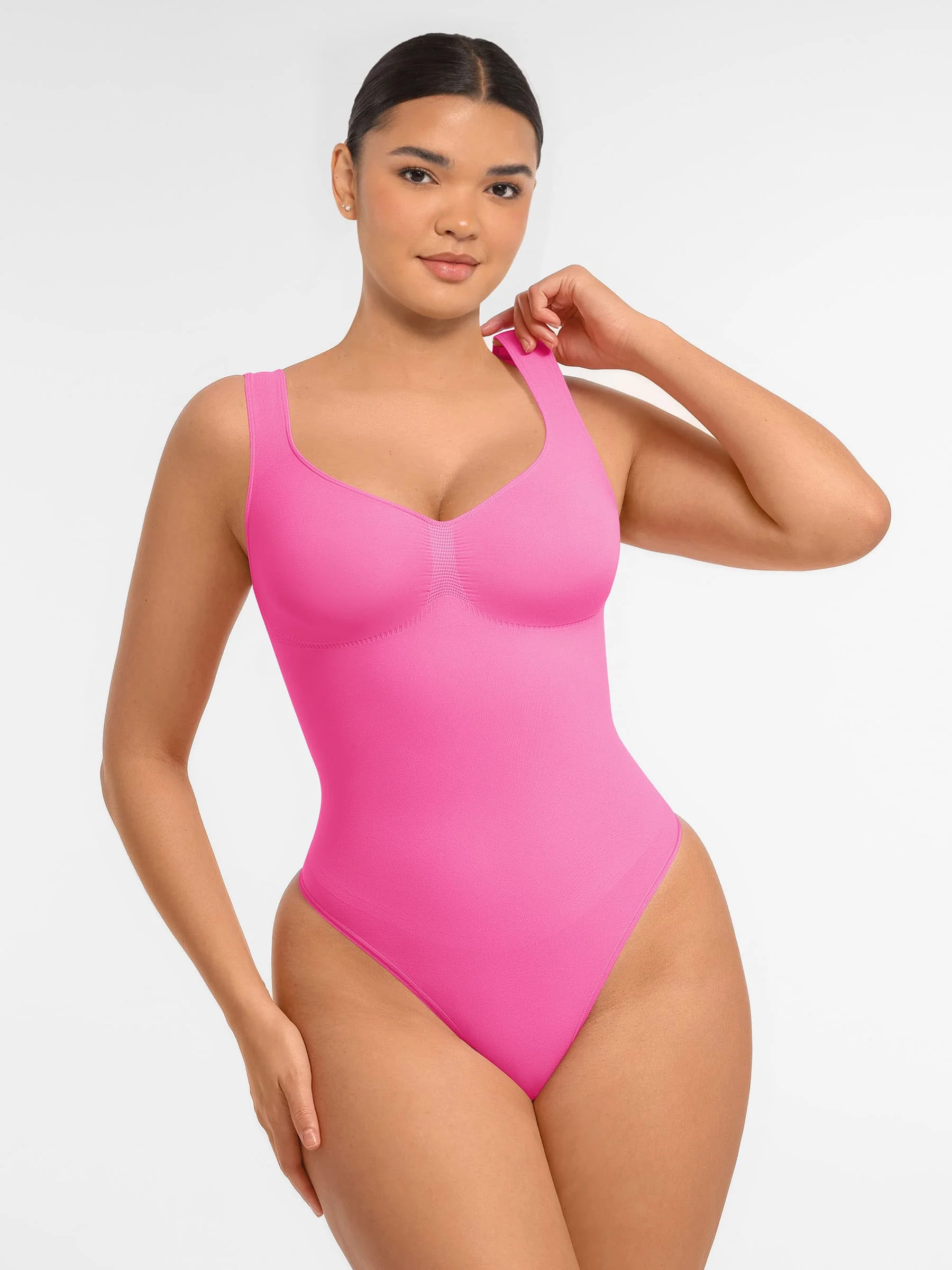 Tummy Control Seamless Wide Strap Bodysuit - Image 8