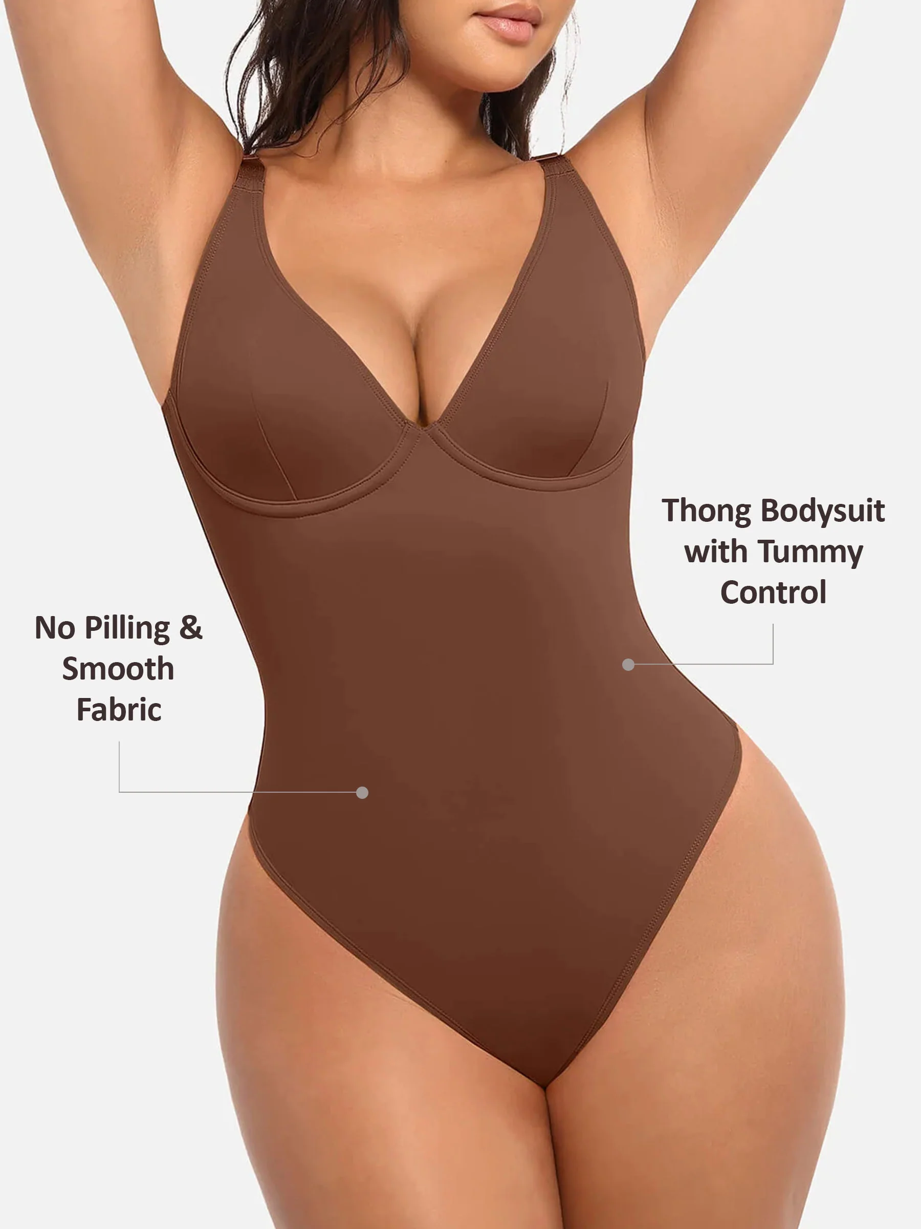 V-Plunge Tummy Control Stretch Bodysuit - Image 9