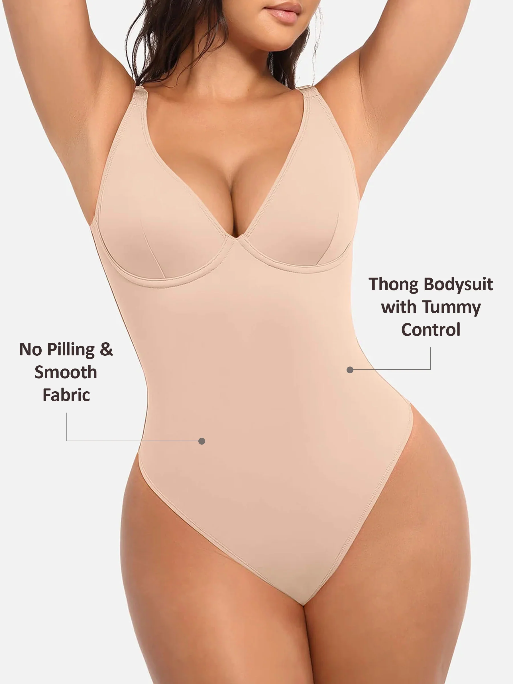 V-Plunge Tummy Control Stretch Bodysuit - Image 24