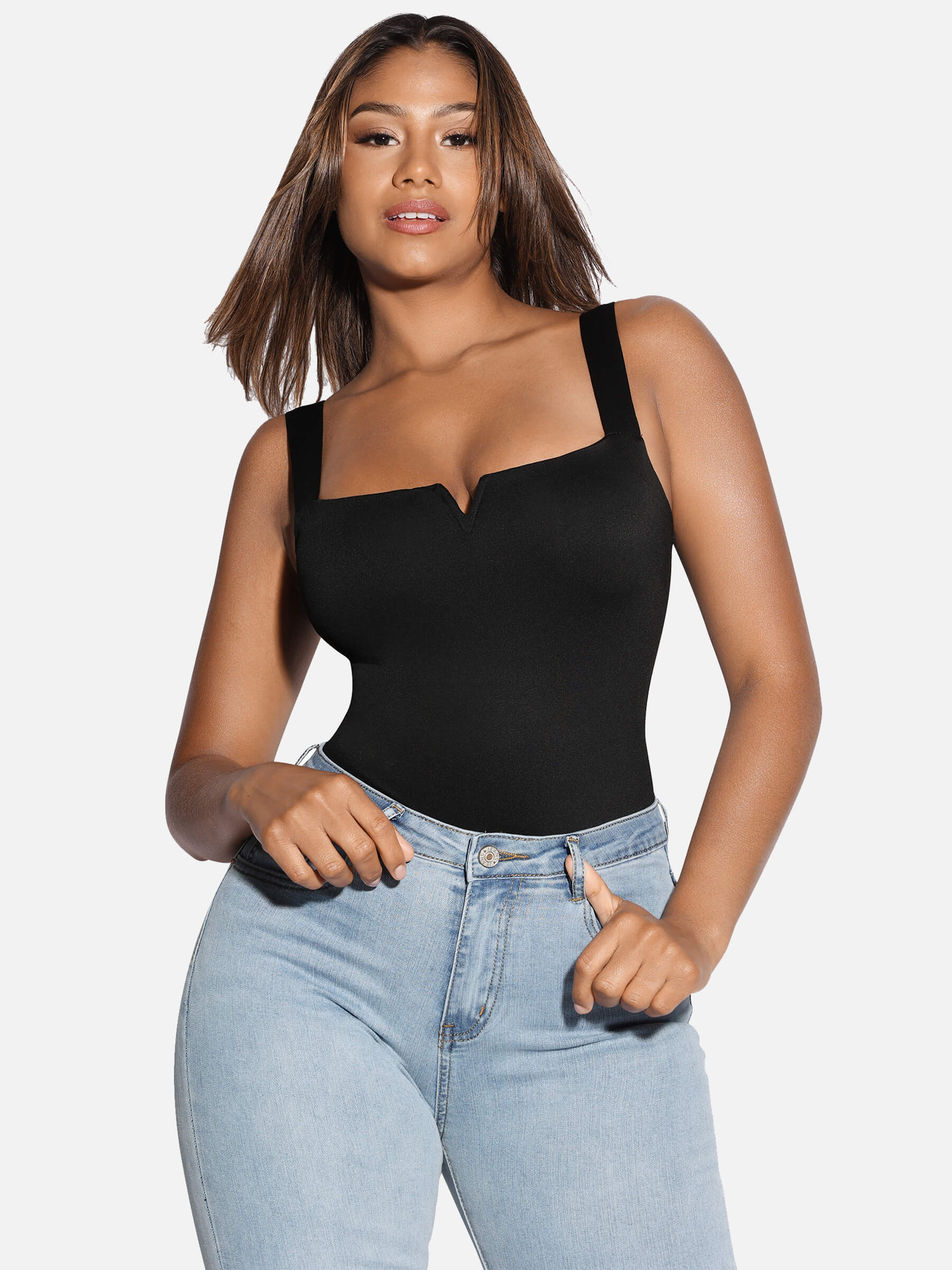 V-Plunge Tummy Control Stretch Bodysuit - Image 34