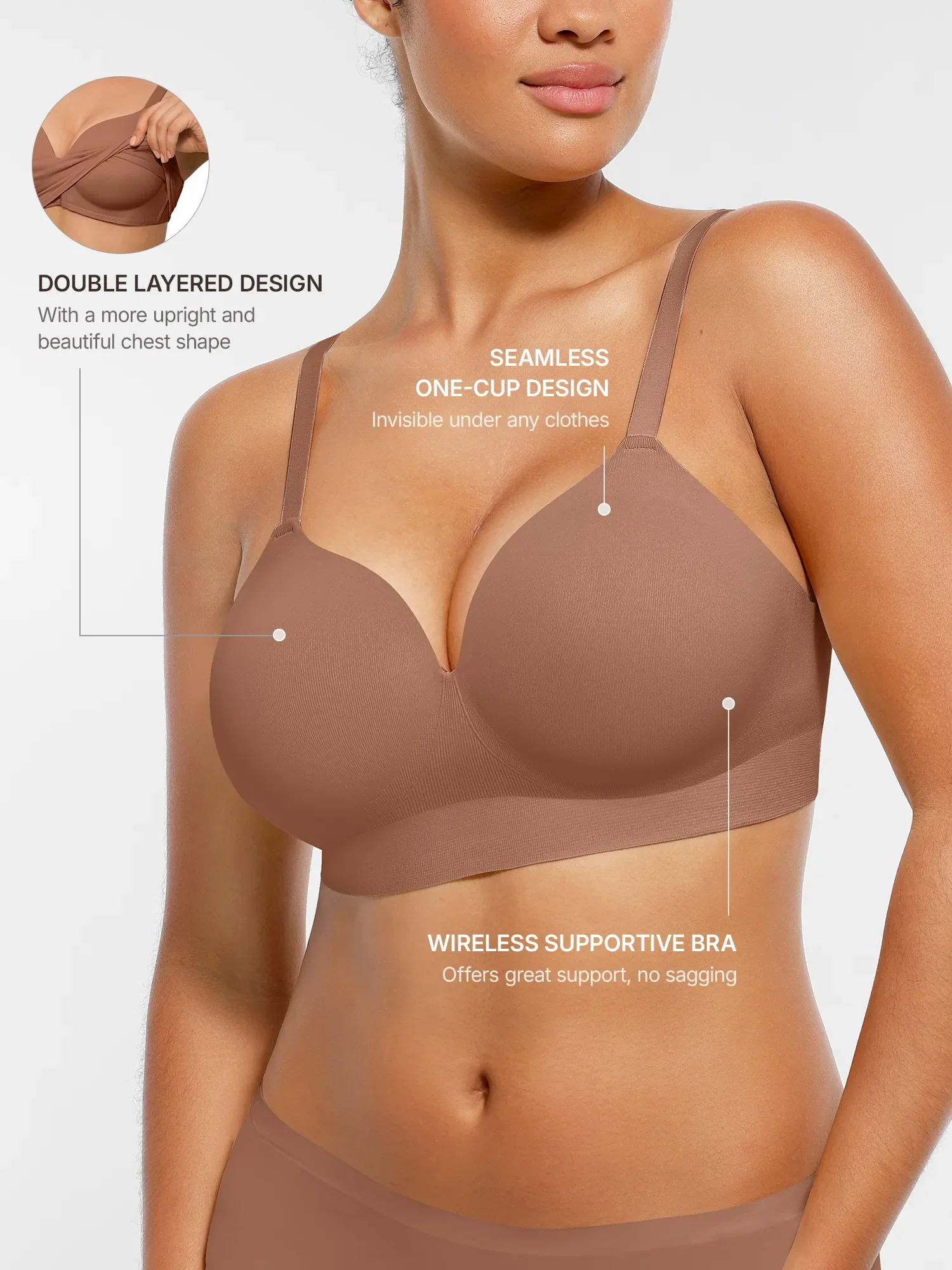Wireless Seamless Push-Up V-neck Bra - Image 11