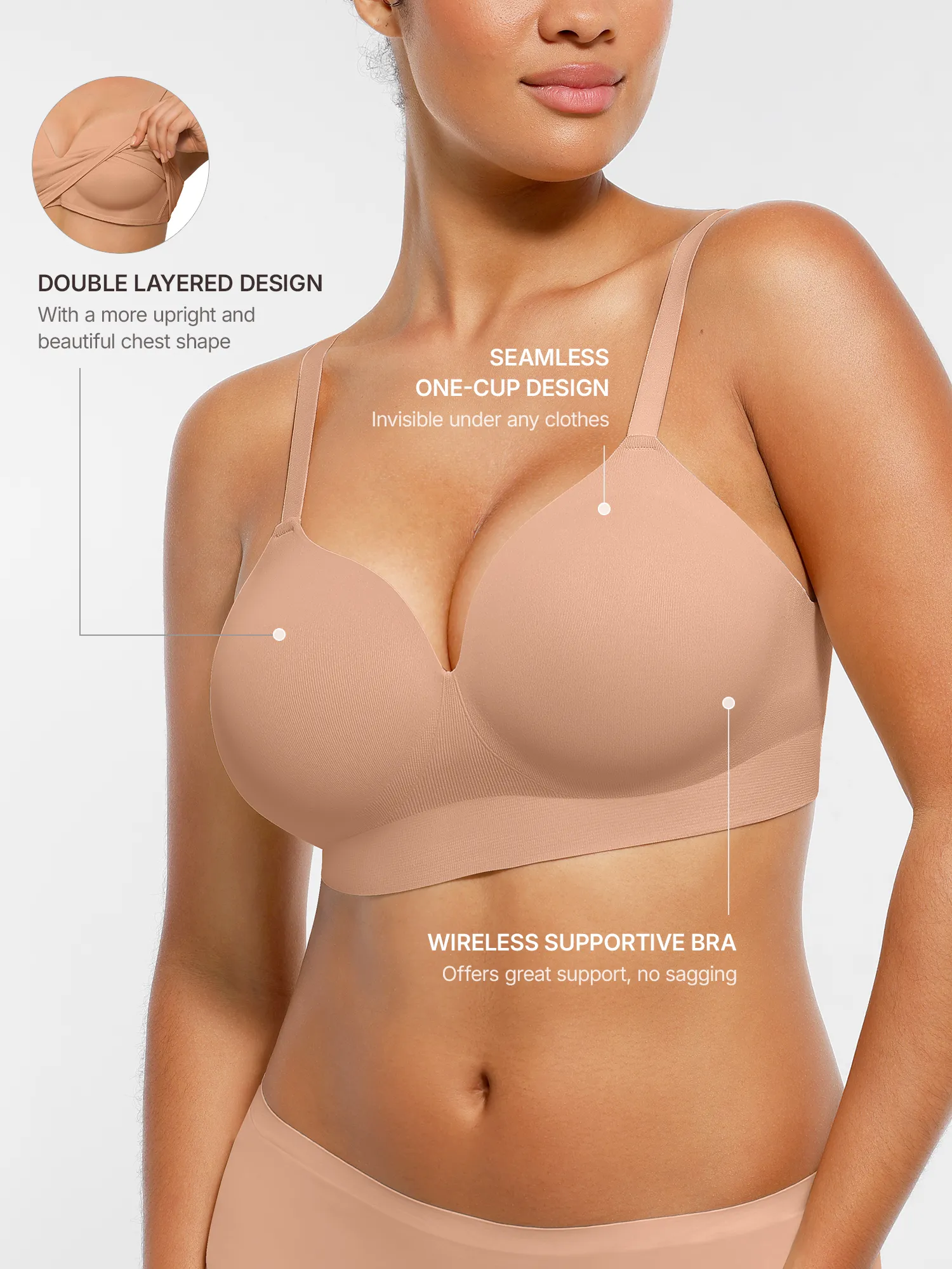 Wireless Seamless Push-Up V-neck Bra - Image 20