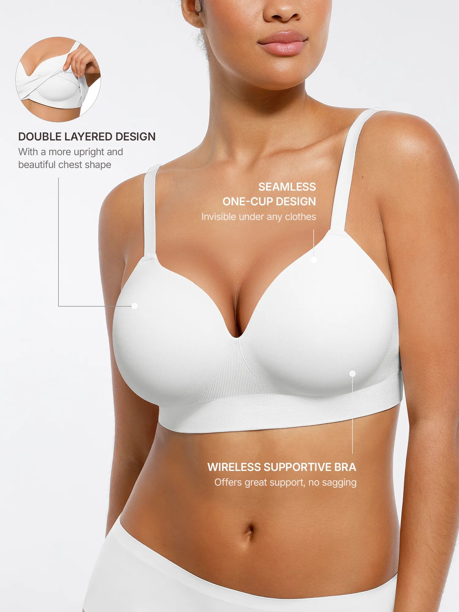 Wireless Seamless Push-Up V-neck Bra - Image 30