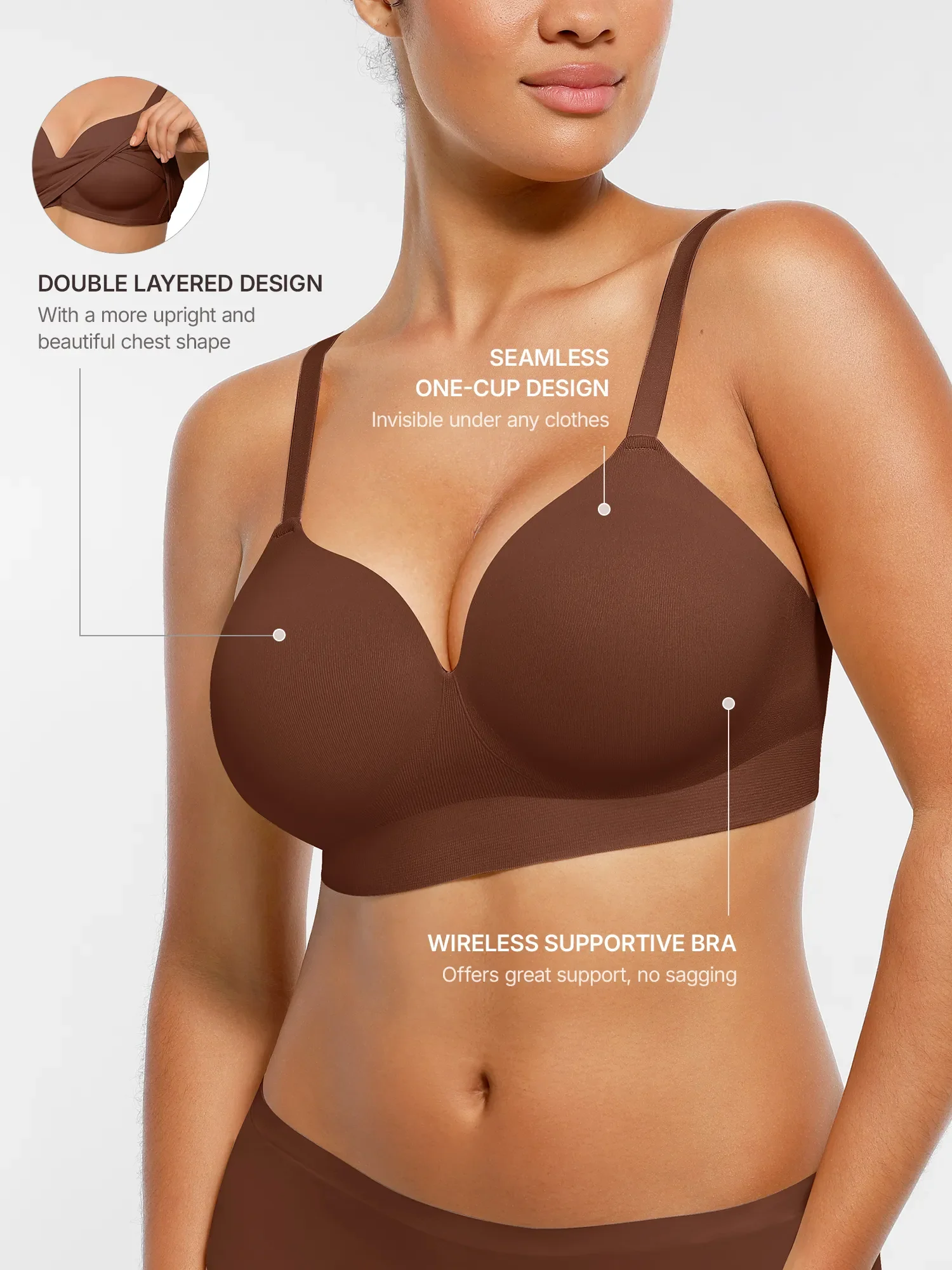 Wireless Seamless Push-Up V-neck Bra - Image 48