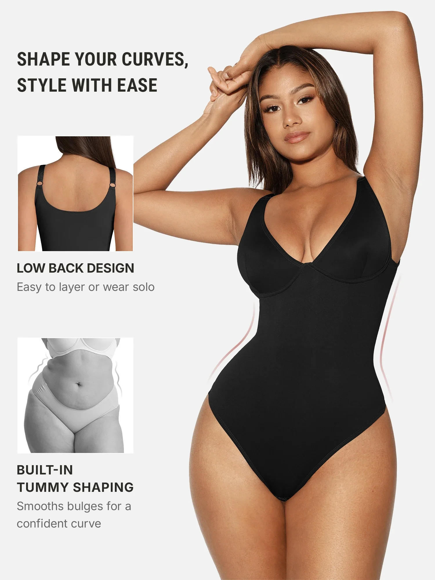 V-Neck Tummy Control Sculpt Bodysuit - Image 11