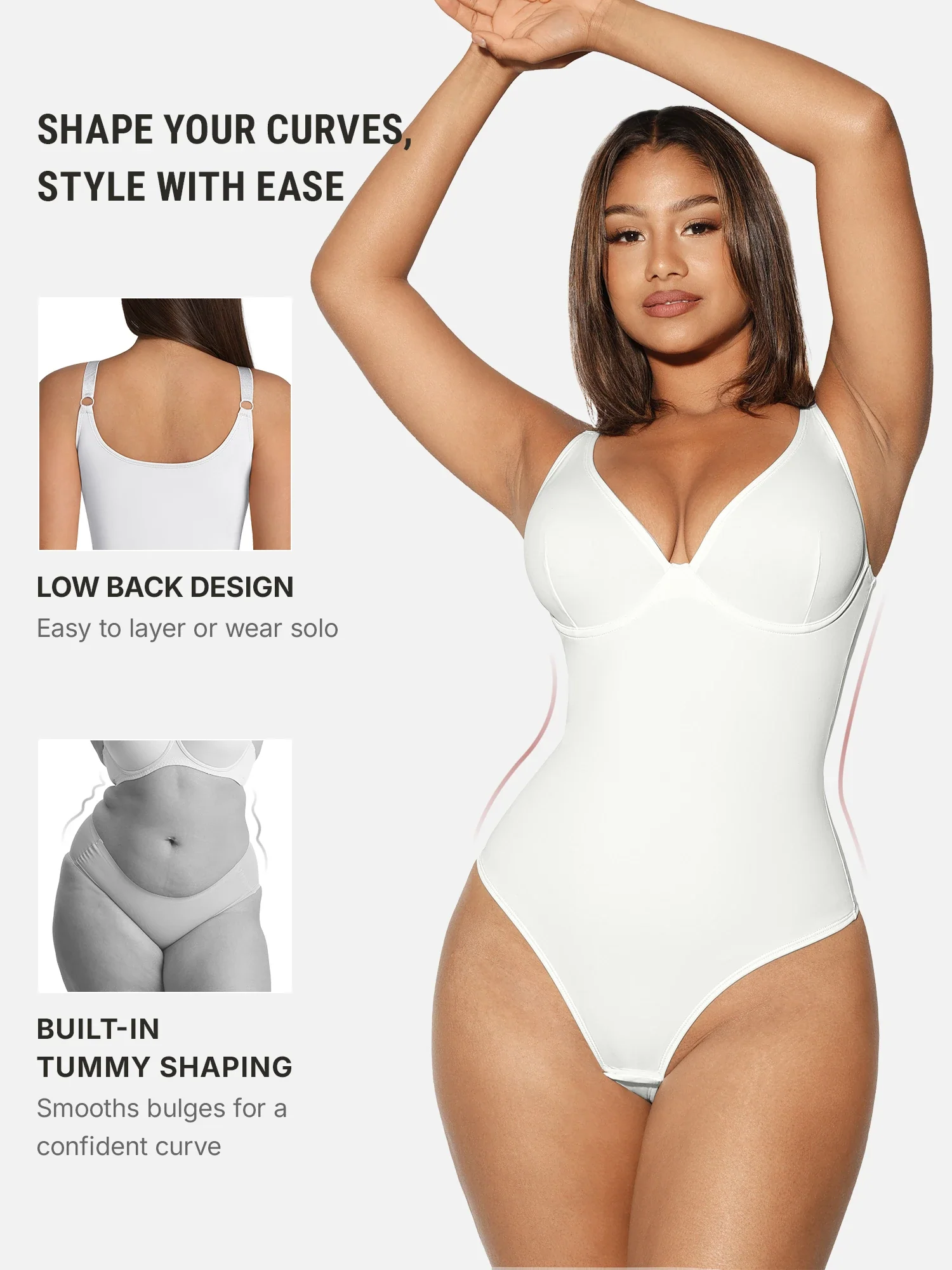 V-Neck Tummy Control Sculpt Bodysuit - Image 3