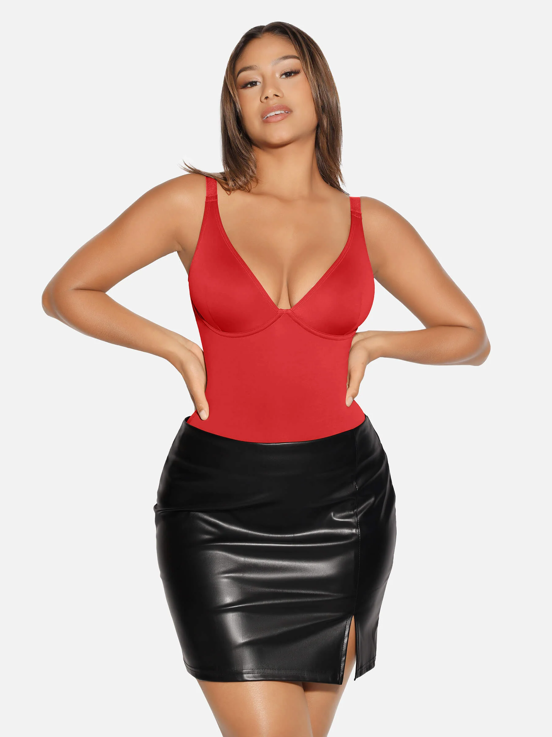 V-Neck Tummy Control Sculpt Bodysuit - Image 41