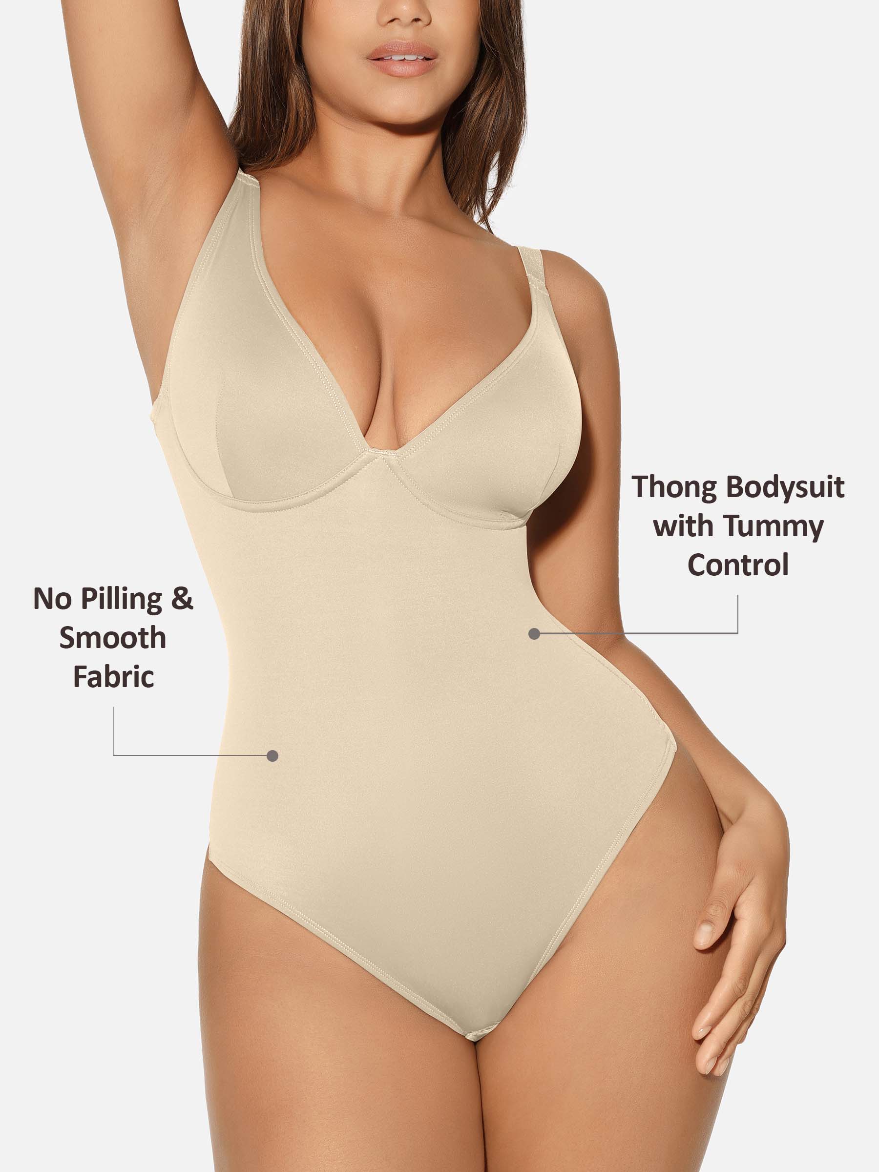 V-Neck Tummy Control Sculpt Bodysuit - Image 68